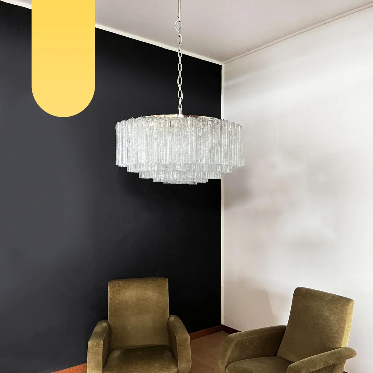 Murano Large Transparent Glass Tube Chandelier - view 18