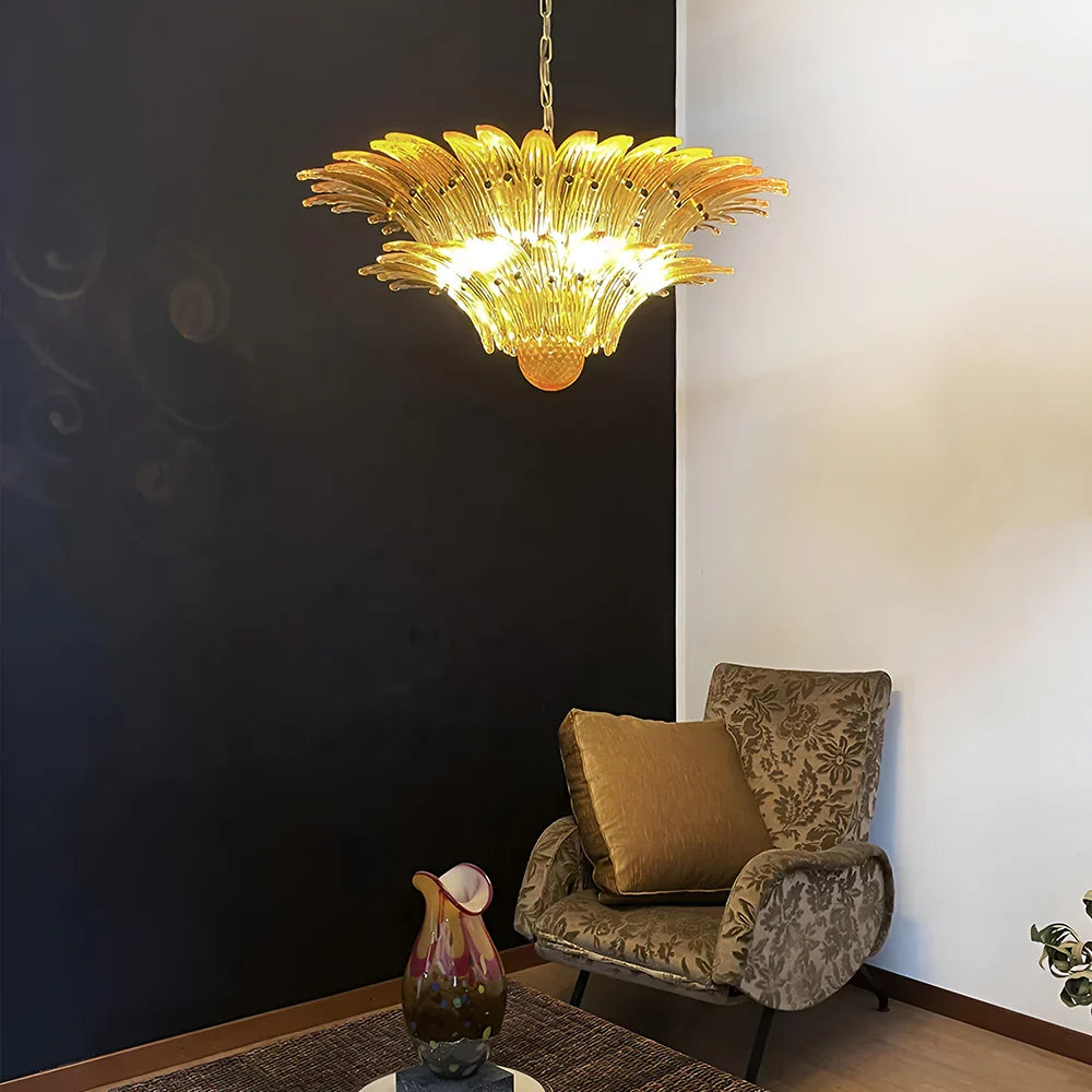 Murano Palmette Amber Chandelier