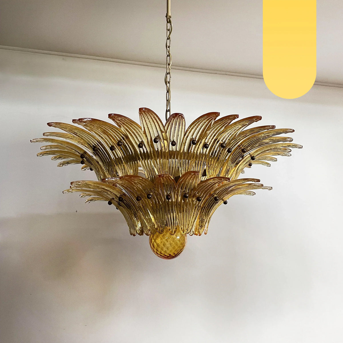 Murano Palmette Amber Chandelier