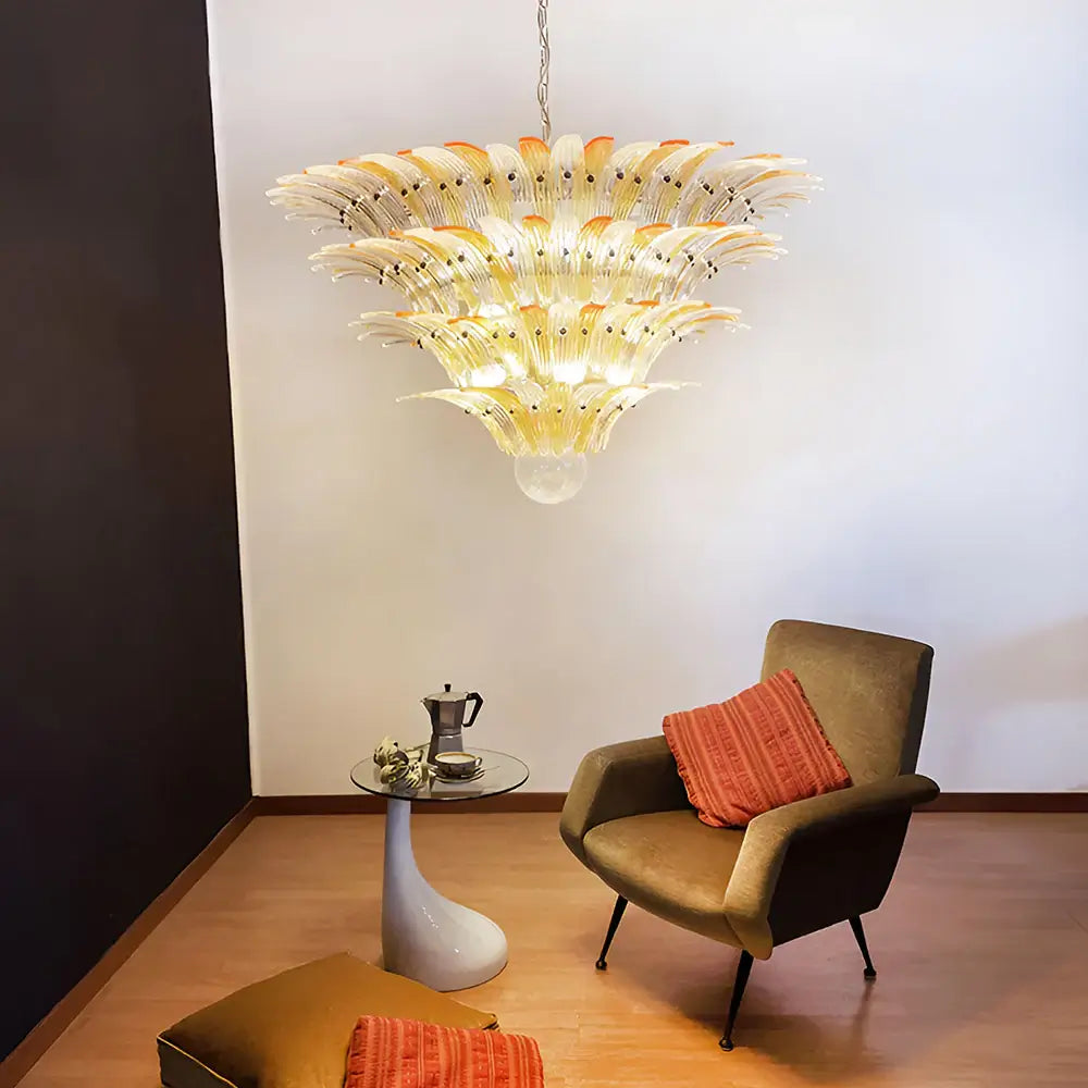 Murano Palmette Amber Trasparent Chandelier - view 2
