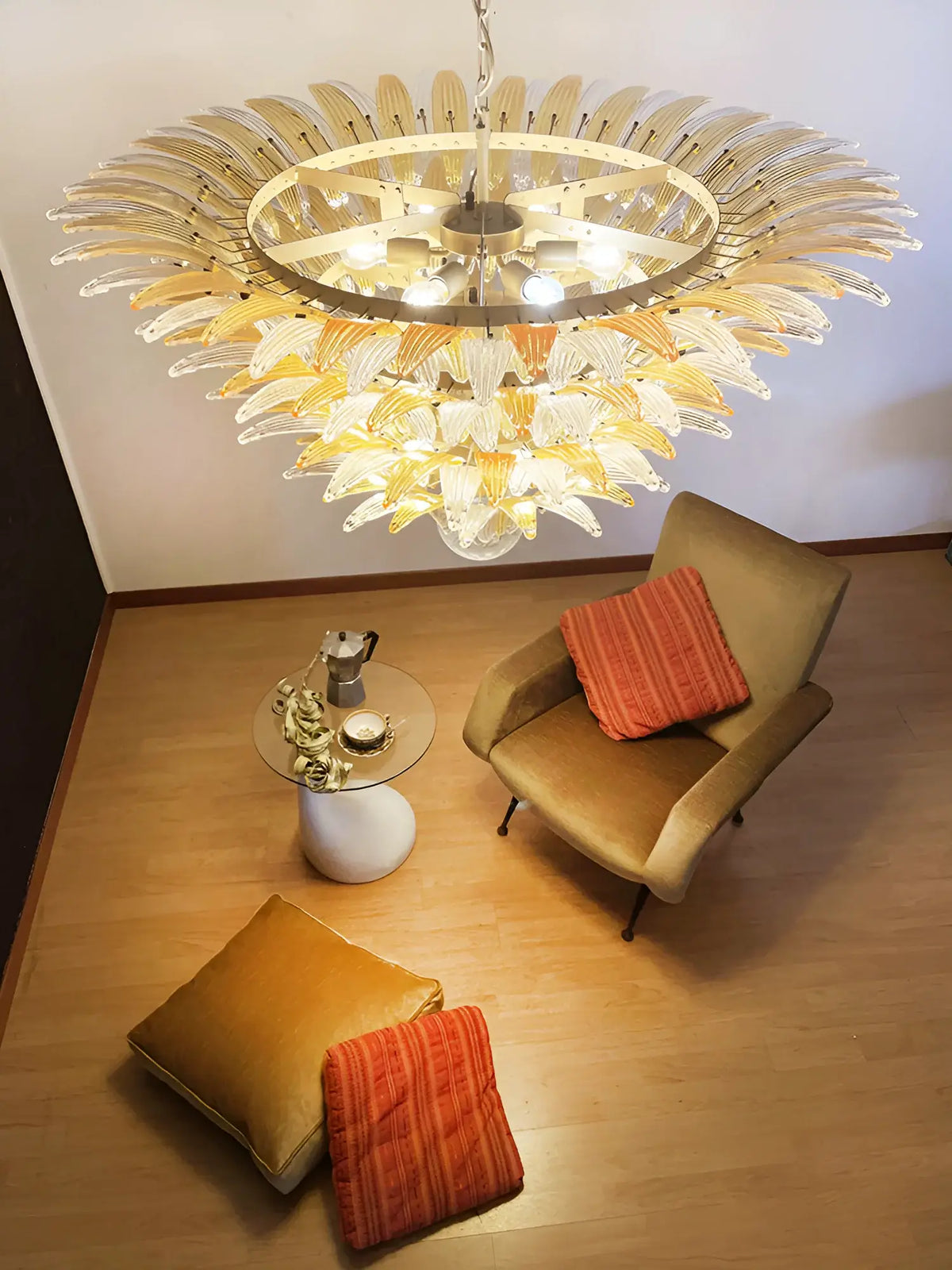 Murano Palmette Amber Trasparent Chandelier - view 16