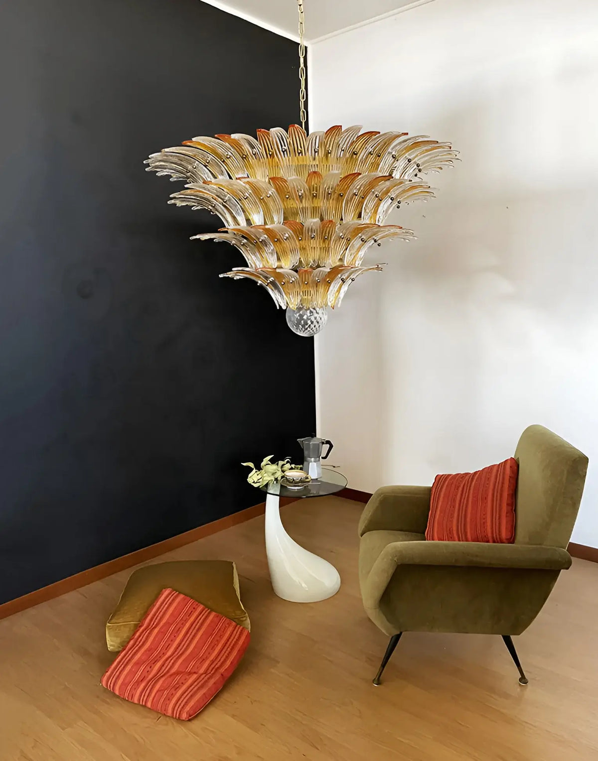 Murano Palmette Amber Trasparent Chandelier - view 3