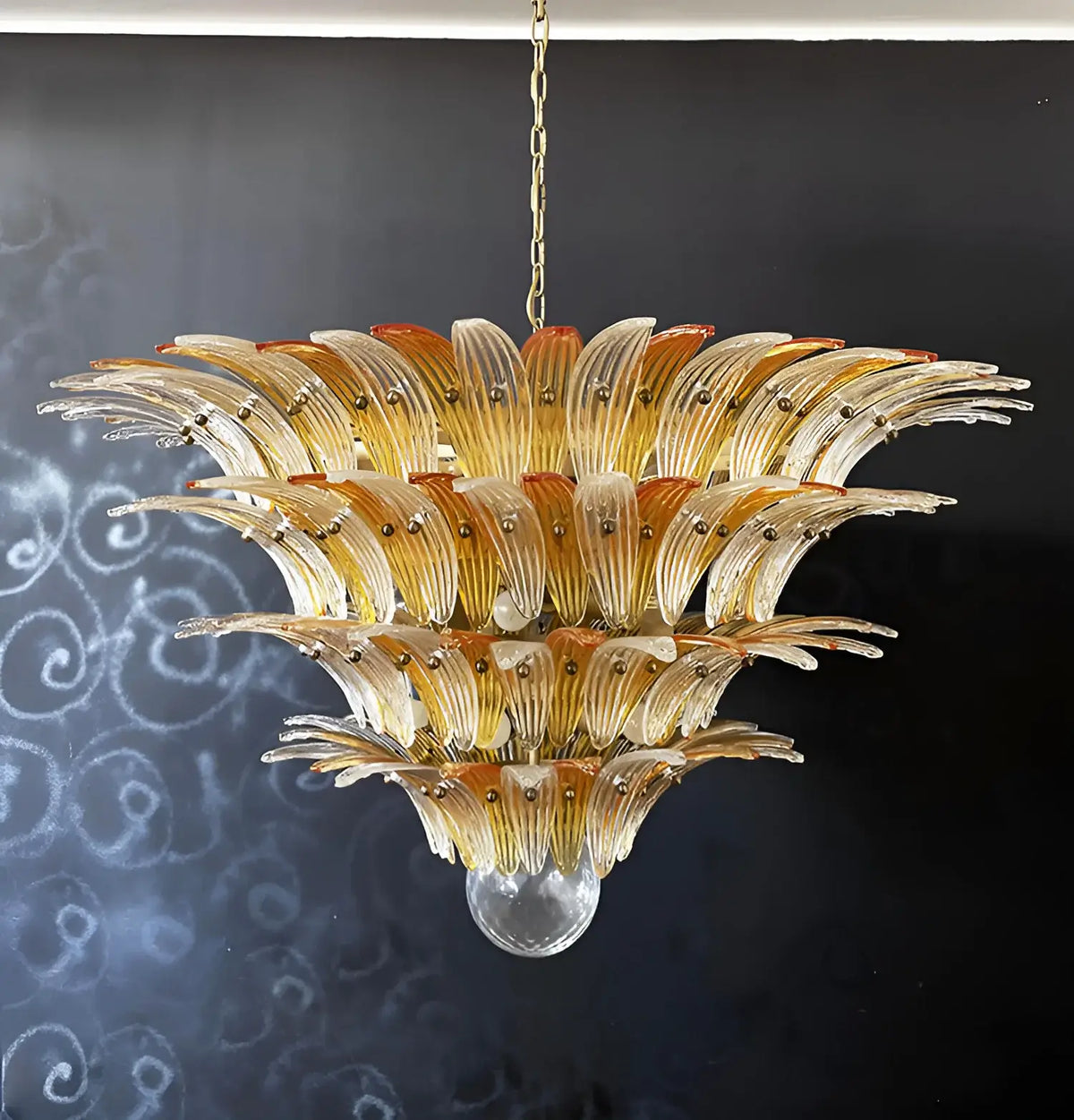 Murano Palmette Amber Trasparent Chandelier - view 5