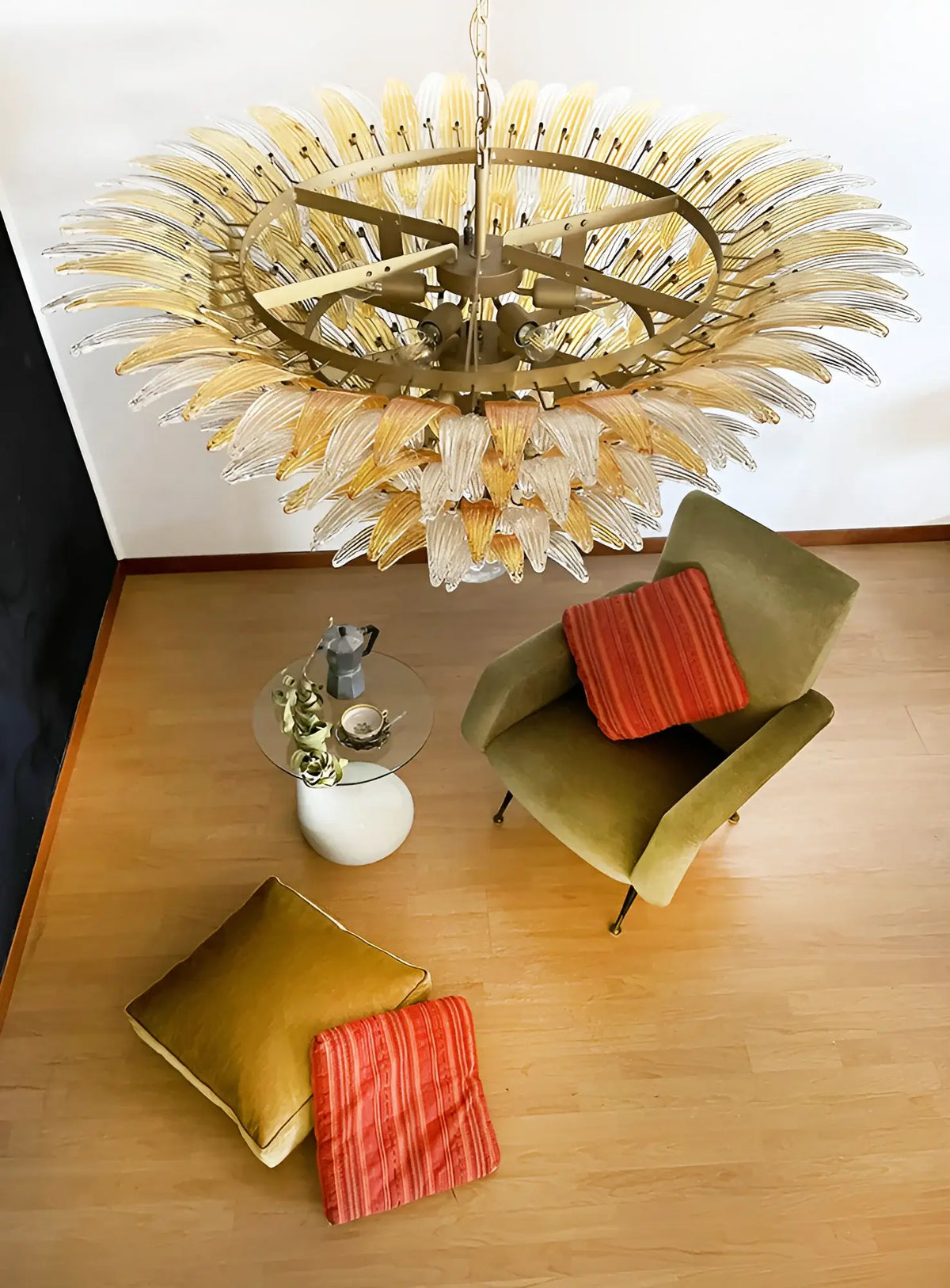 Murano Palmette Amber Trasparent Chandelier - view 6
