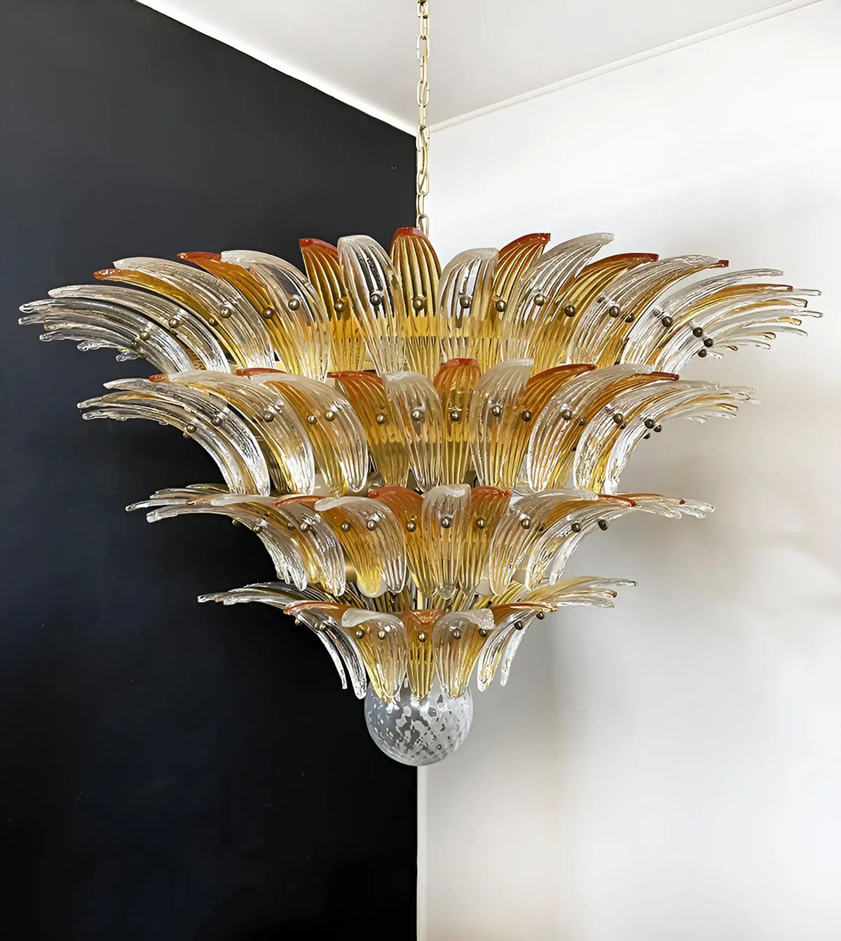 Murano Palmette Amber Trasparent Chandelier - view 11