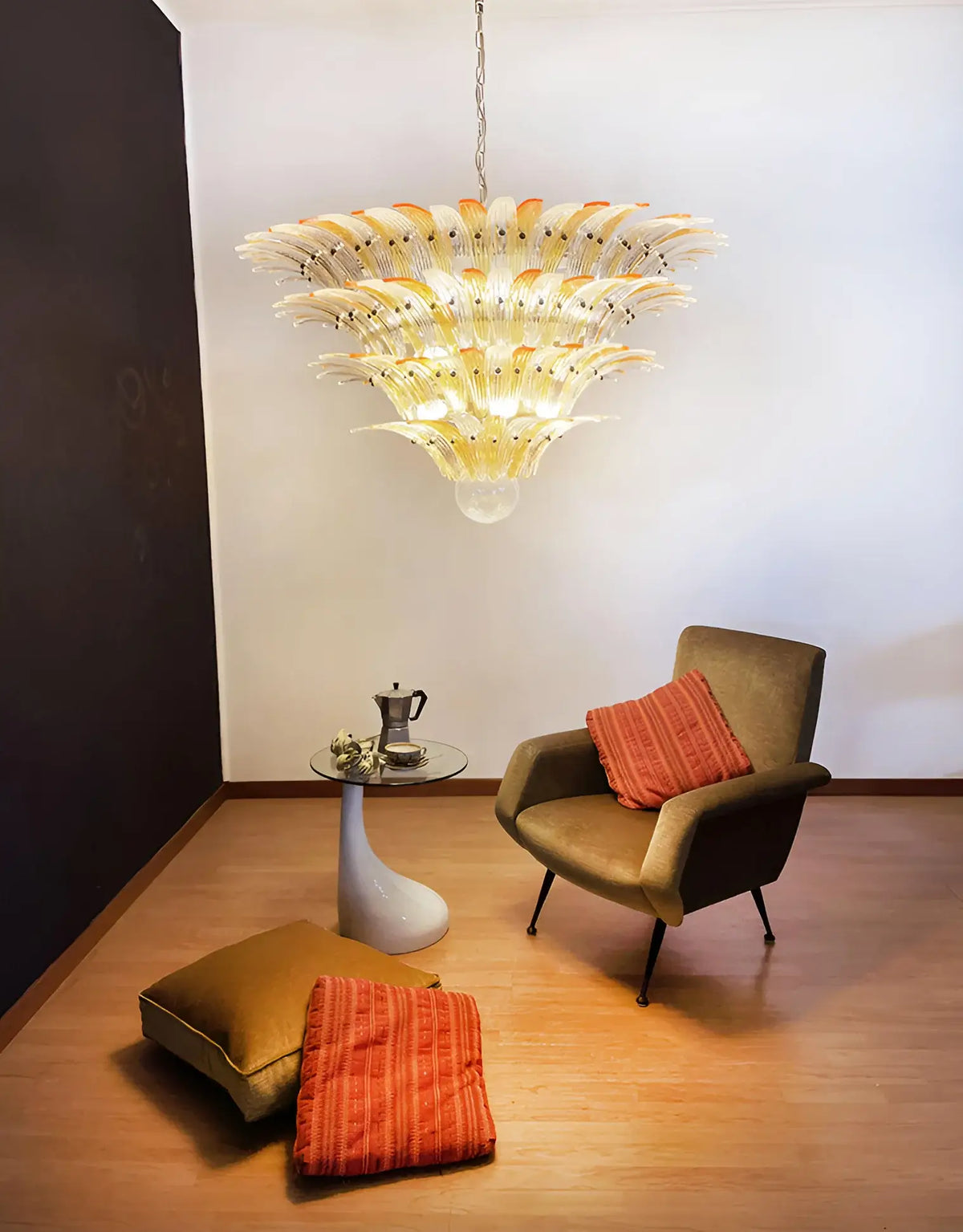 Murano Palmette Amber Trasparent Chandelier - view 8