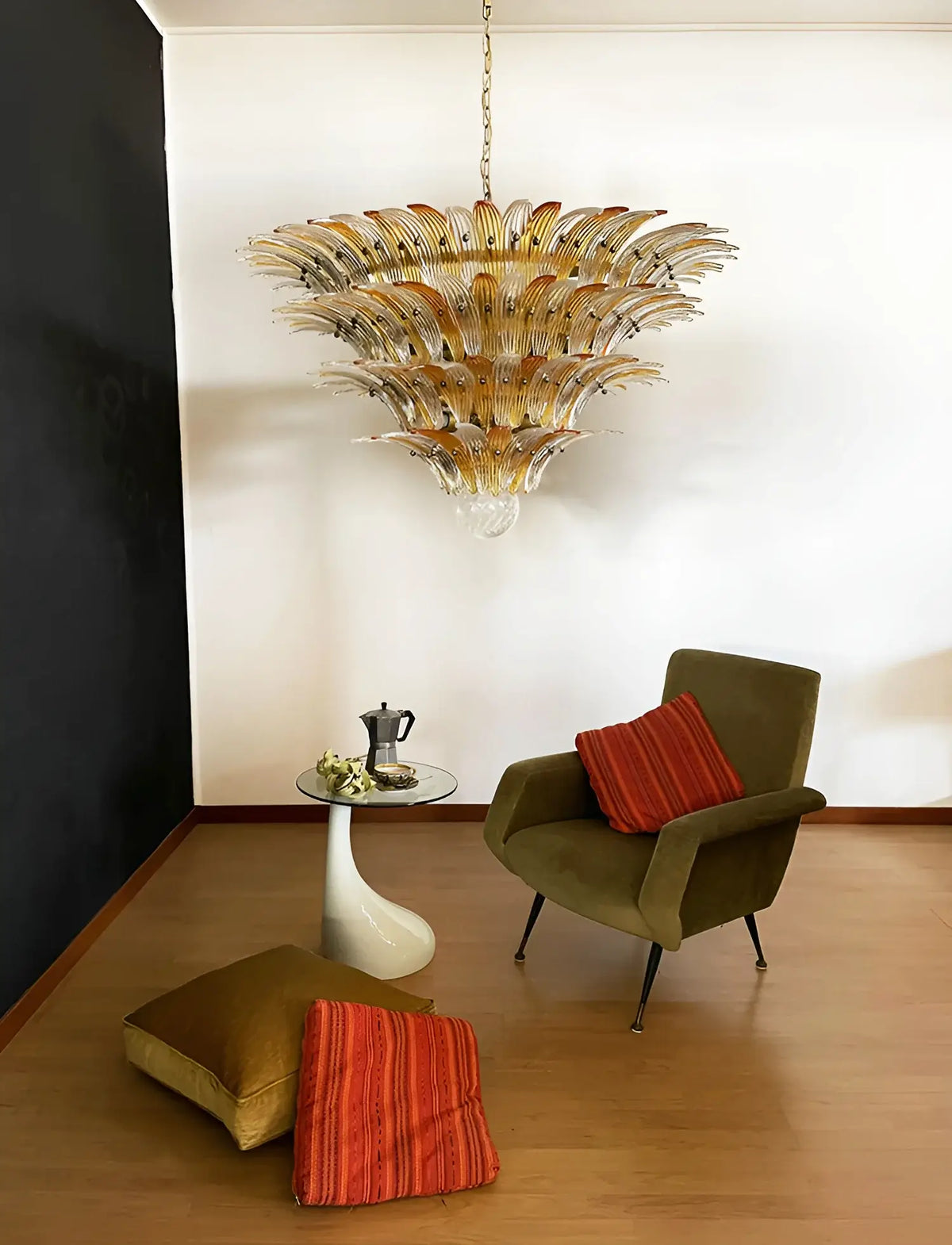 Murano Palmette Amber Trasparent Chandelier - view 9