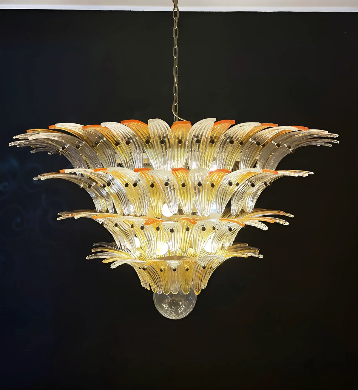 Murano Palmette Amber Trasparent Chandelier - view 10