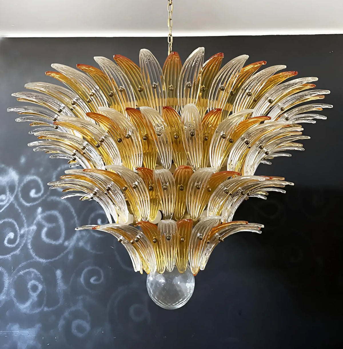 Murano Palmette Amber Trasparent Chandelier - view 14