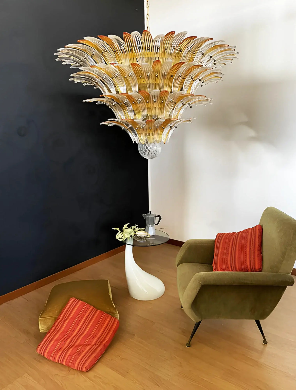 Murano Palmette Amber Trasparent Chandelier - view 7