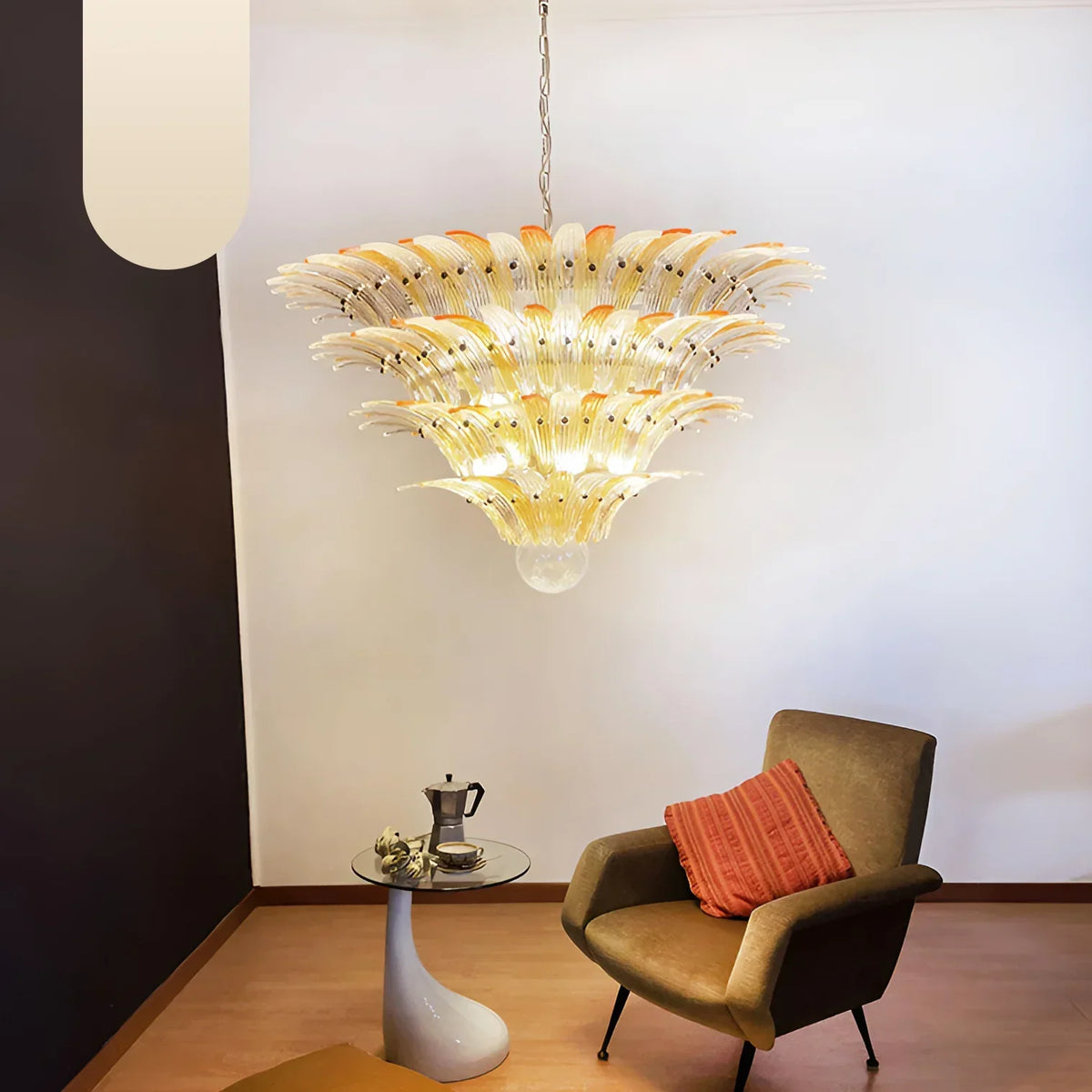 Murano Palmette Amber Trasparent Chandelier - view 18