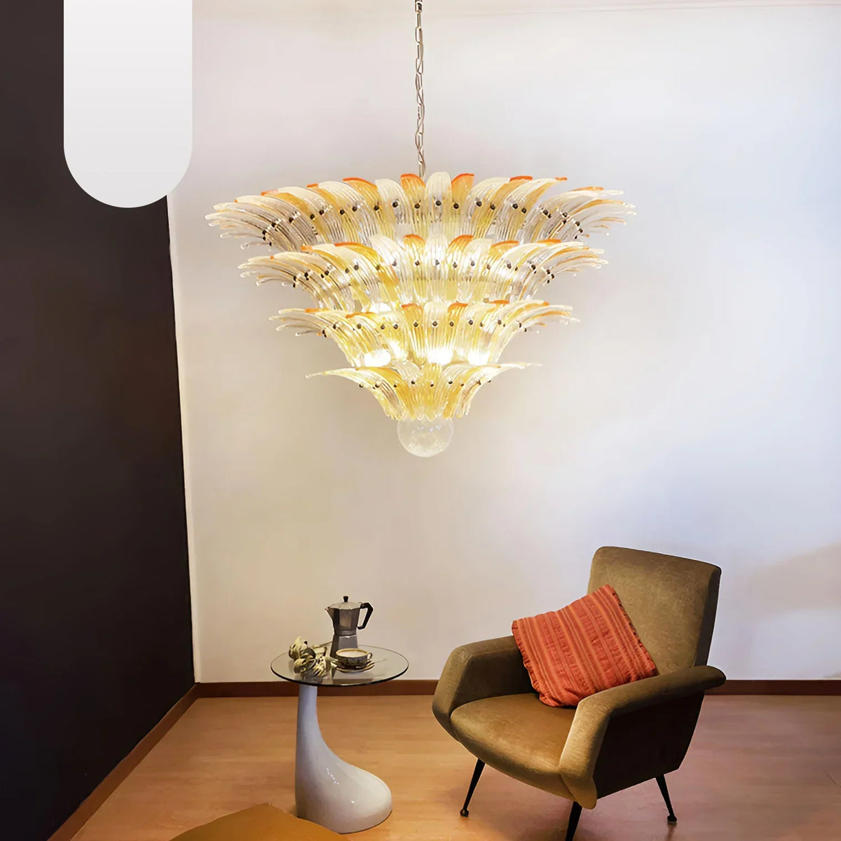 Murano Palmette Amber Trasparent Chandelier - view 19