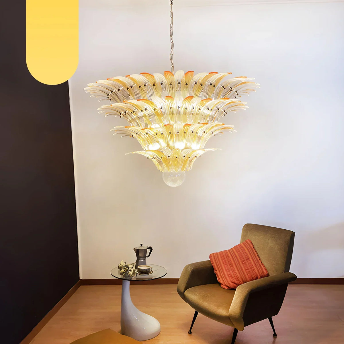 Murano Palmette Amber Trasparent Chandelier - view 20
