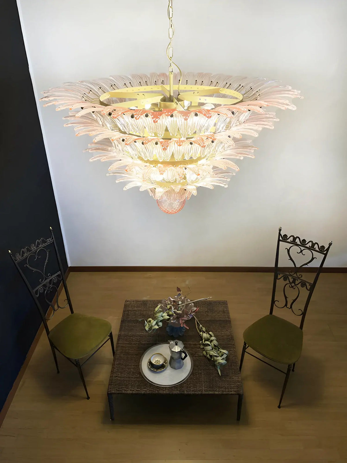 Murano Palmette Pink Chandelier Glass - view 6