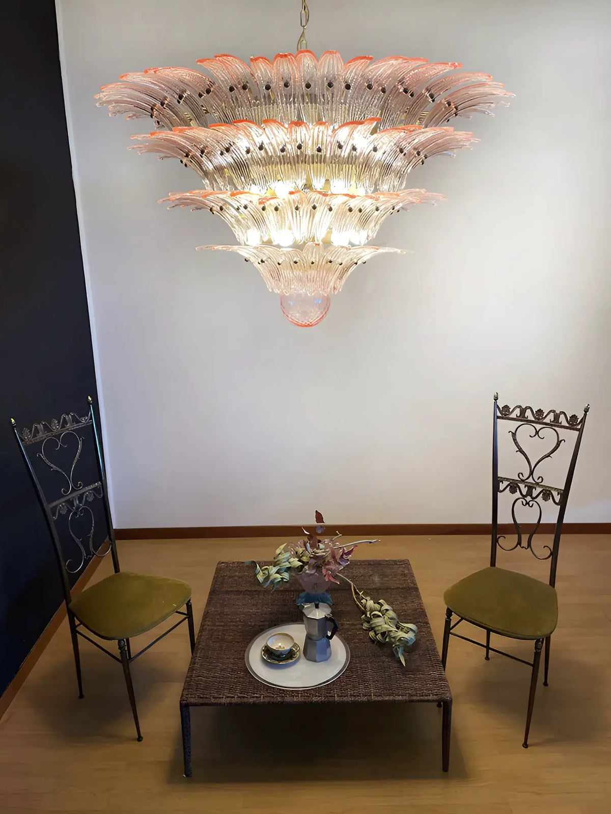 Murano Palmette Pink Chandelier Glass - view 5