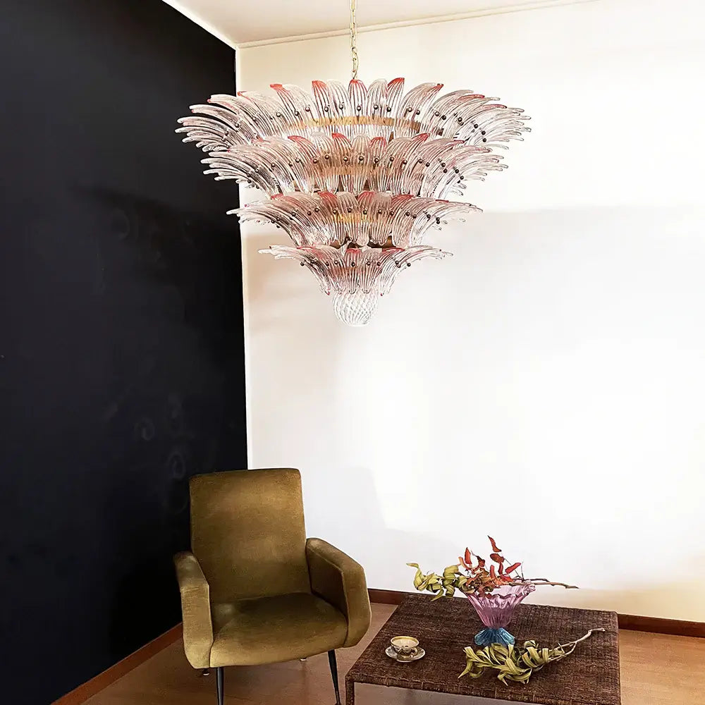 Murano Palmette Pink Trasparent Chandelier - view 2