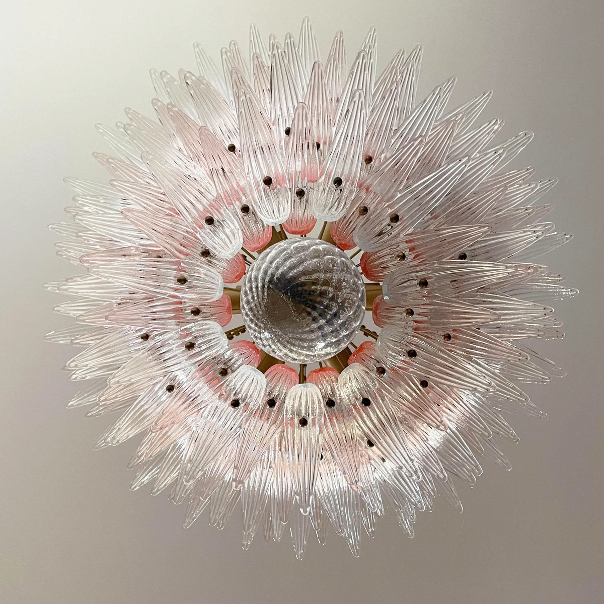 Murano Palmette Pink Trasparent Chandelier - view 10
