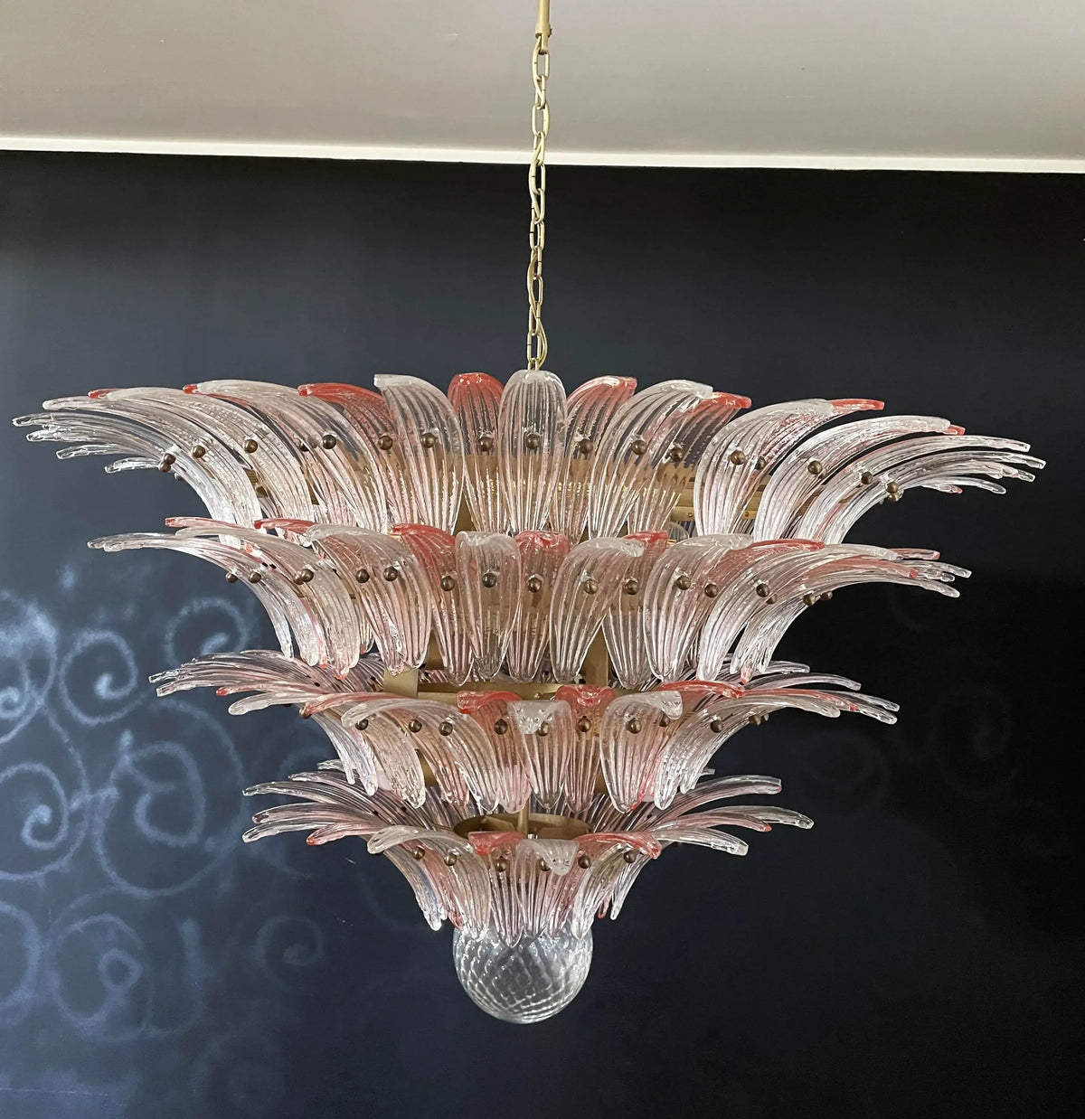 Murano Palmette Pink Trasparent Chandelier - view 7