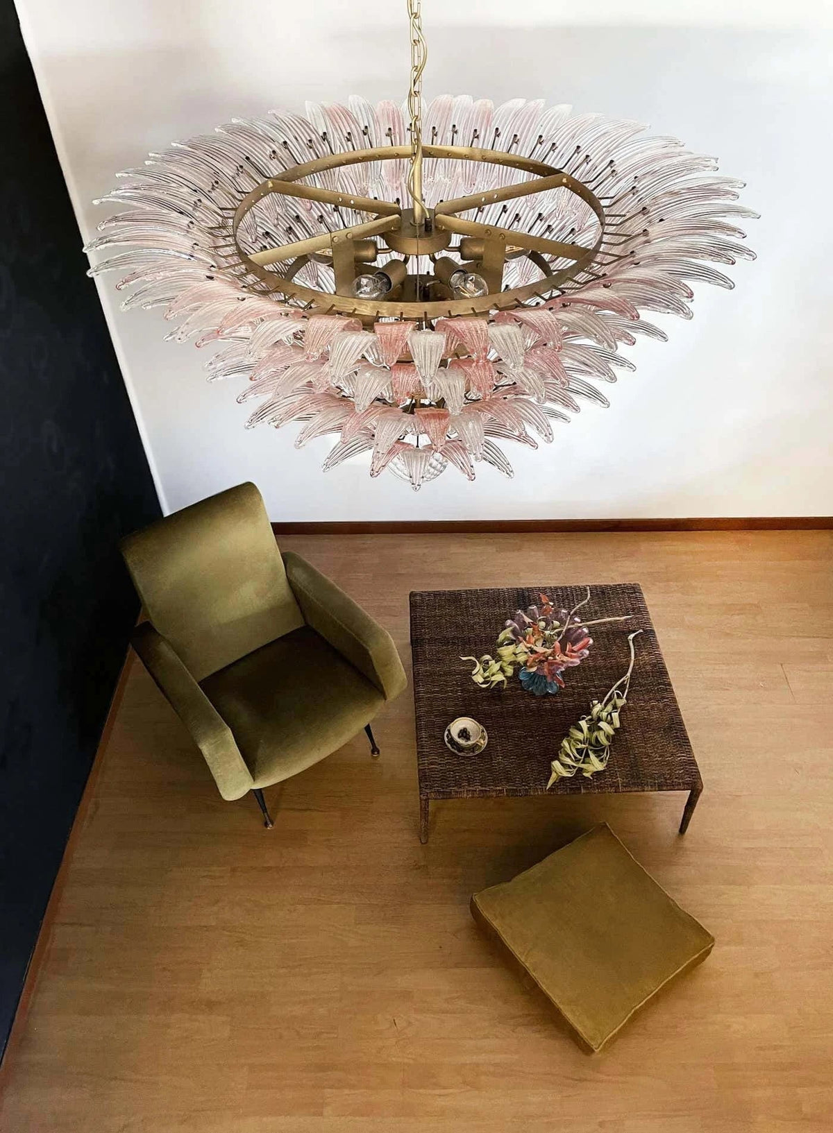 Murano Palmette Pink Trasparent Chandelier - view 6