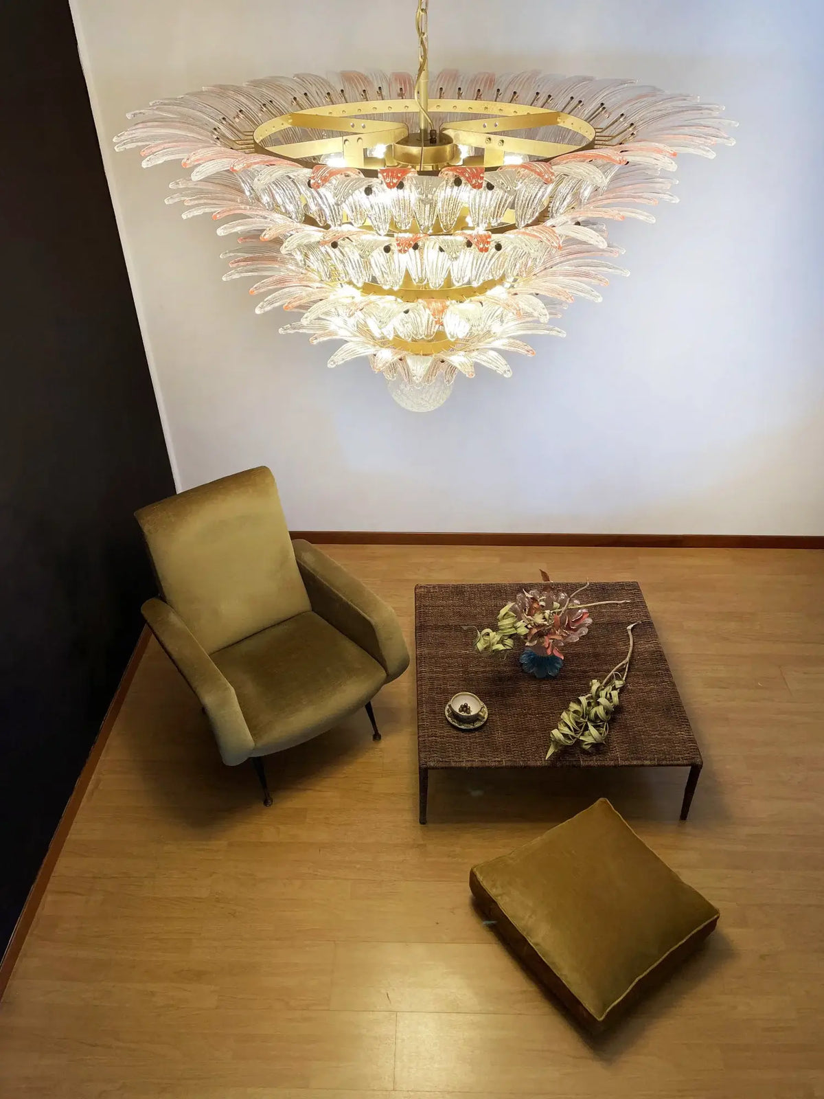 Murano Palmette Pink Trasparent Chandelier - view 5
