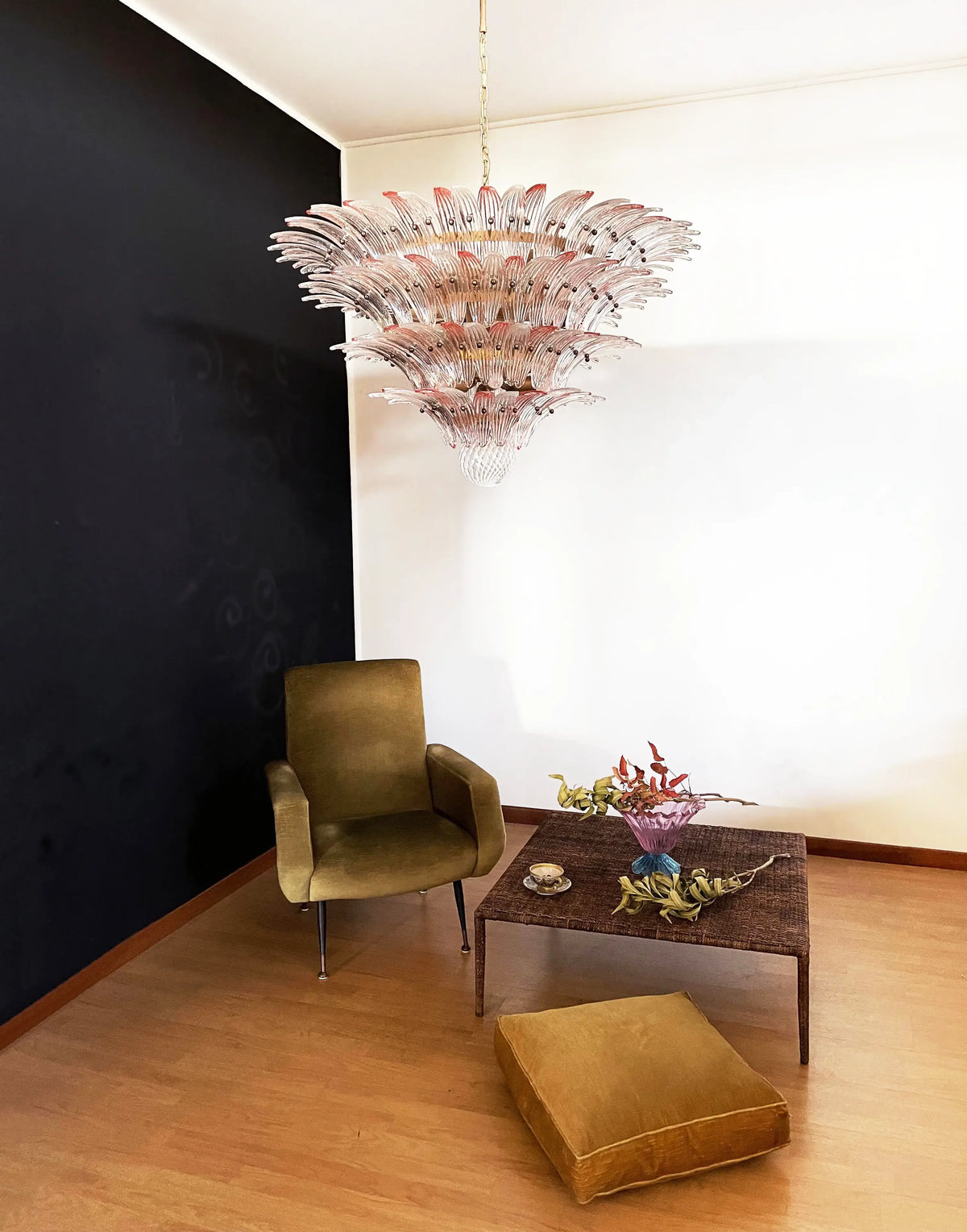 Murano Palmette Pink Trasparent Chandelier - view 3