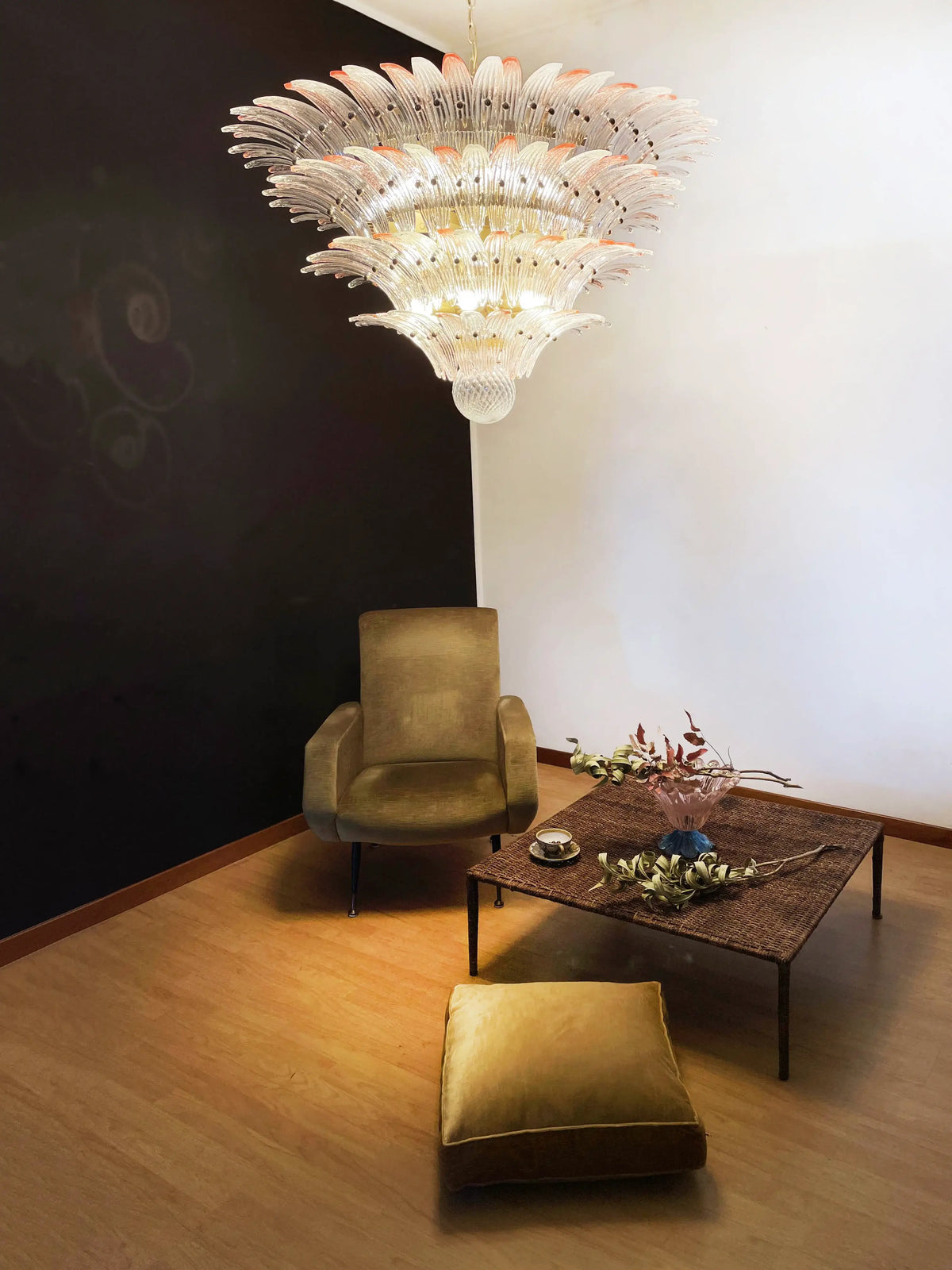 Murano Palmette Pink Trasparent Chandelier - view 4
