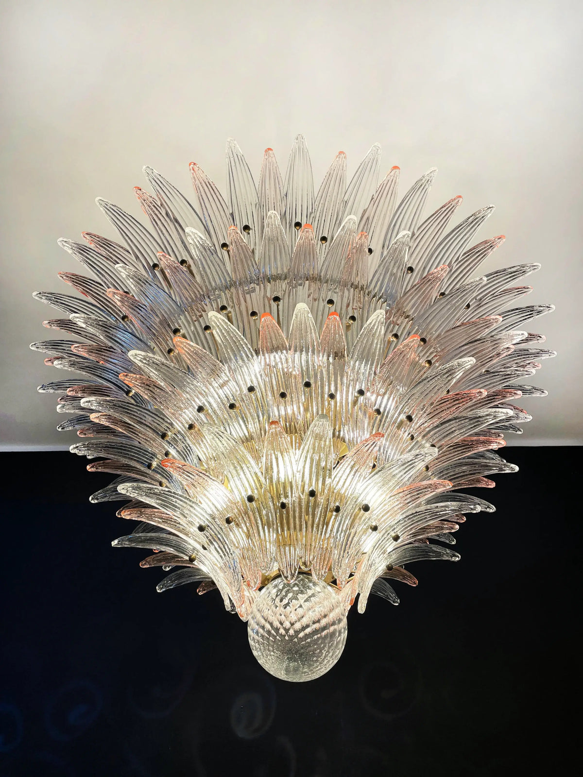 Murano Palmette Pink Trasparent Chandelier - view 9