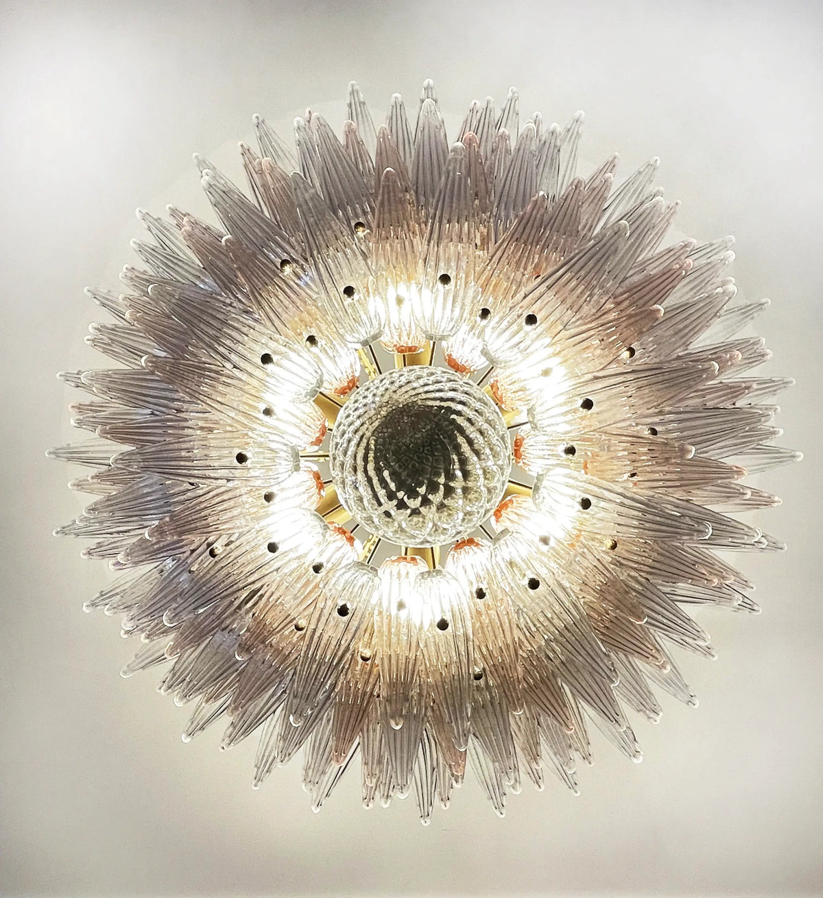 Murano Palmette Pink Trasparent Chandelier - view 12