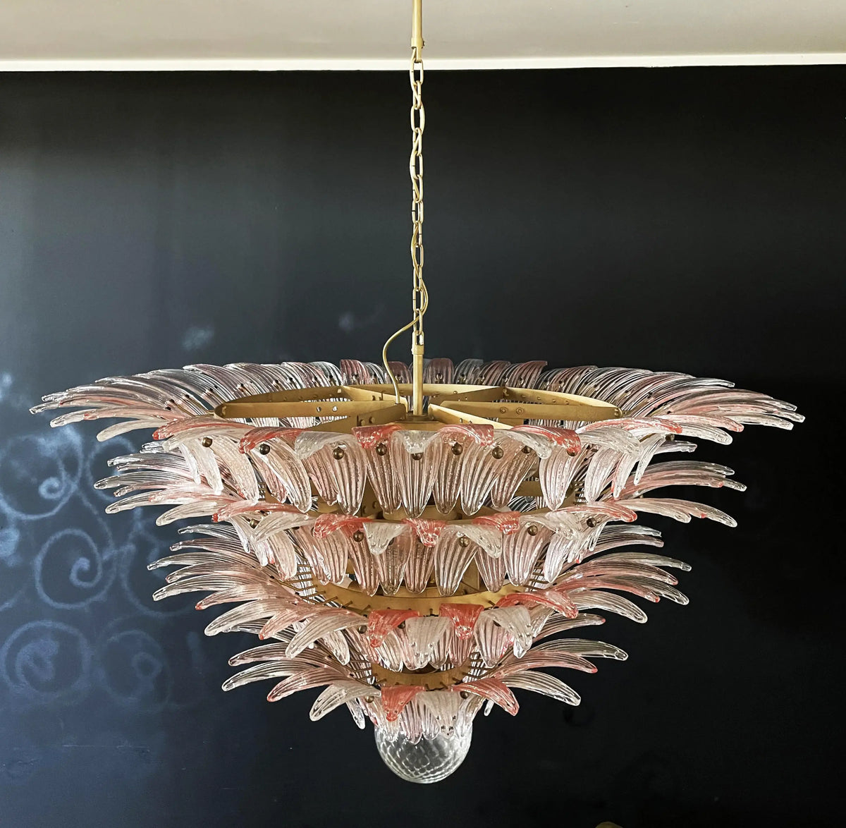 Murano Palmette Pink Trasparent Chandelier - view 8