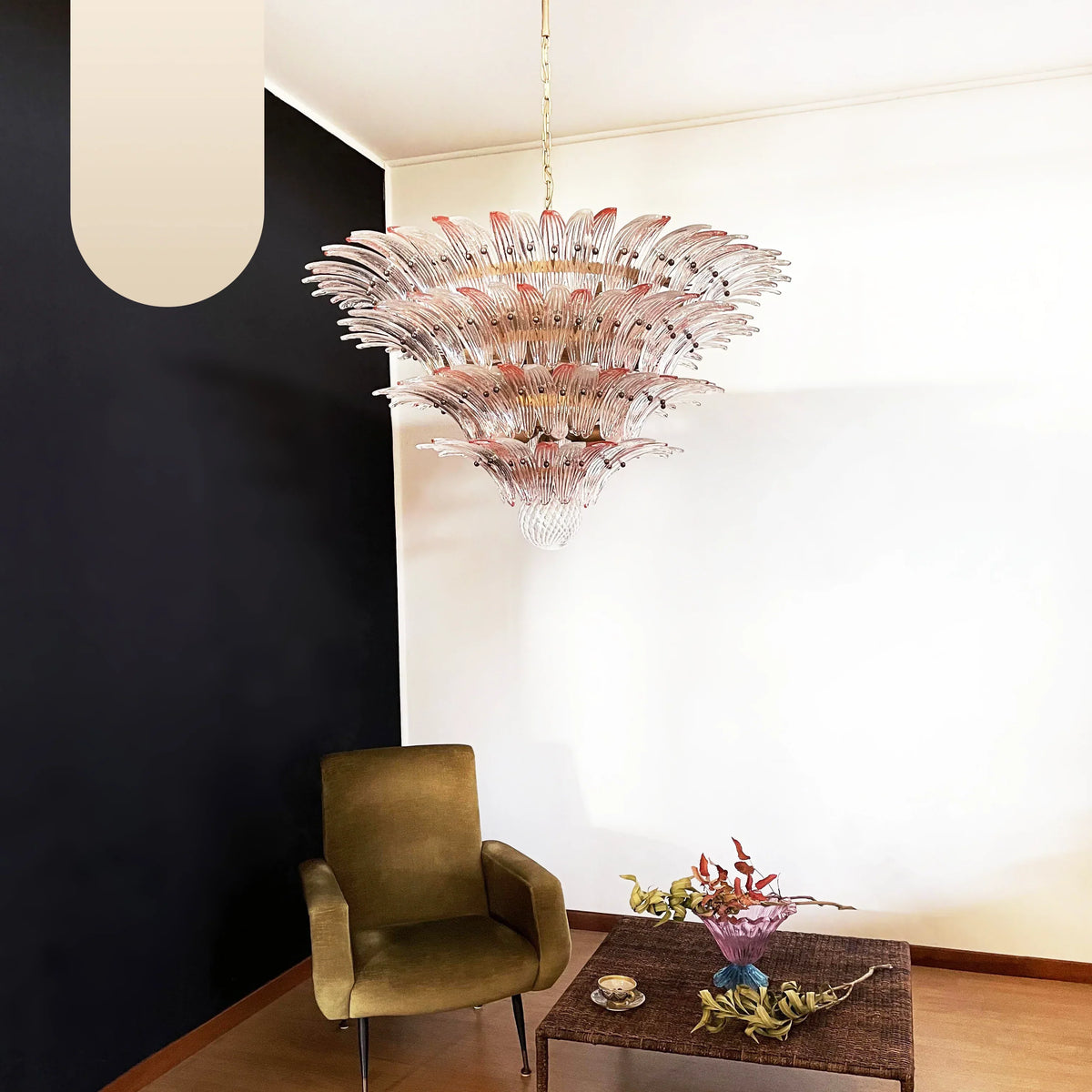 Murano Palmette Pink Trasparent Chandelier - view 15