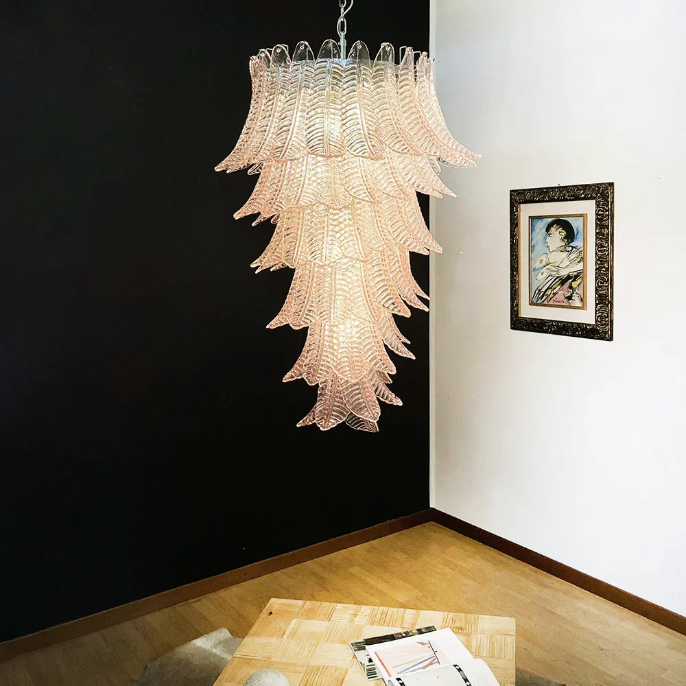 Murano Pink Felch Spiral Chandelier - view 2