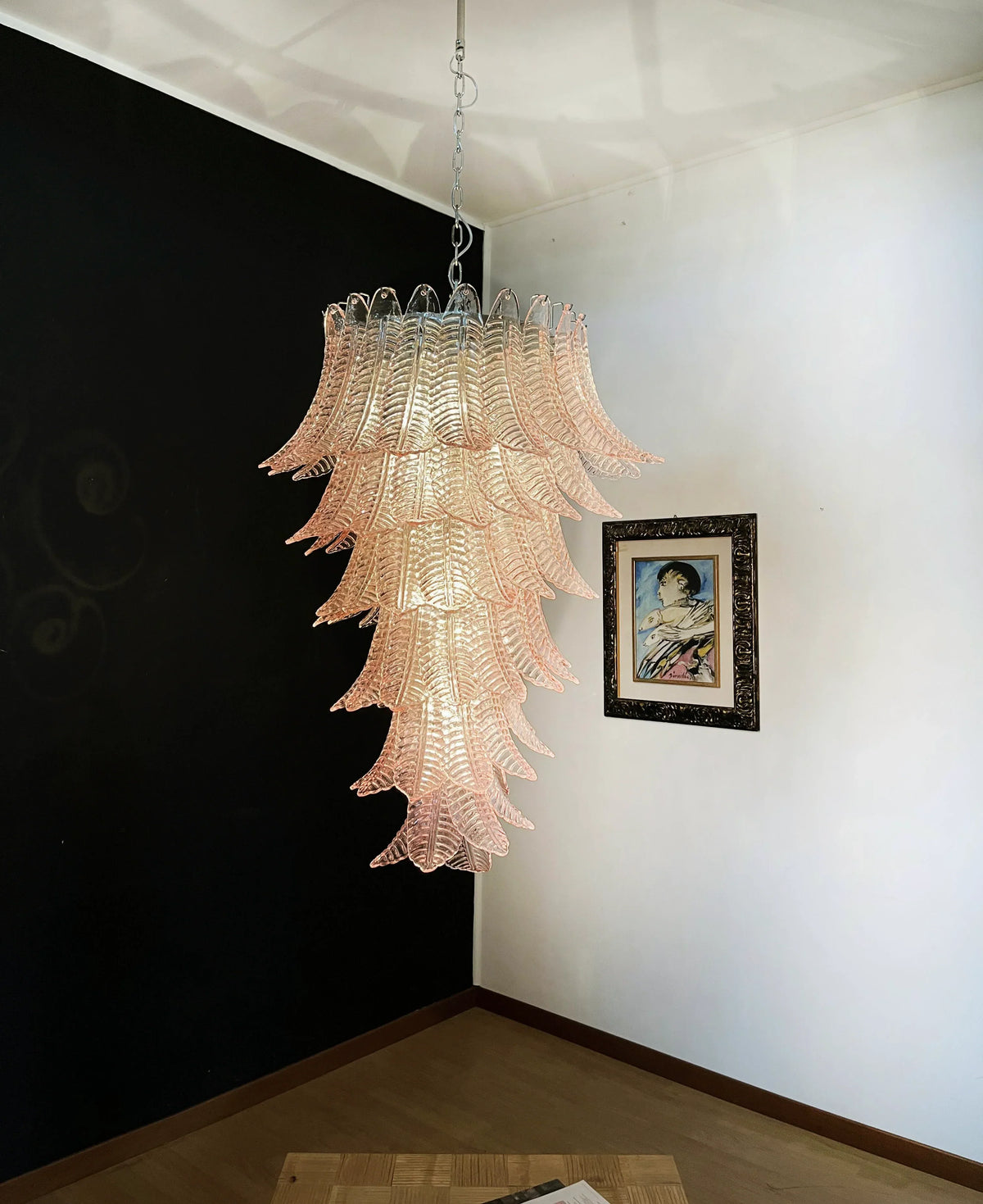 Murano Pink Felch Spiral Chandelier - view 4