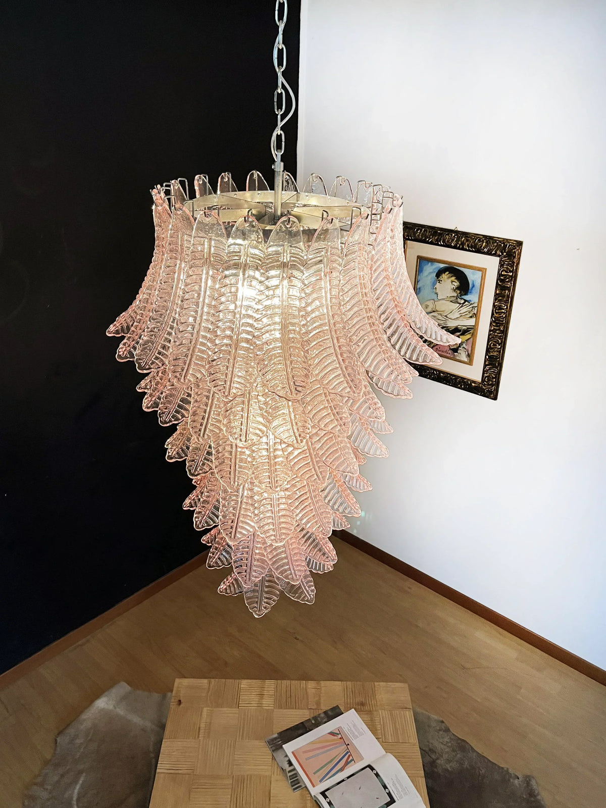 Murano Pink Felch Spiral Chandelier - view 8