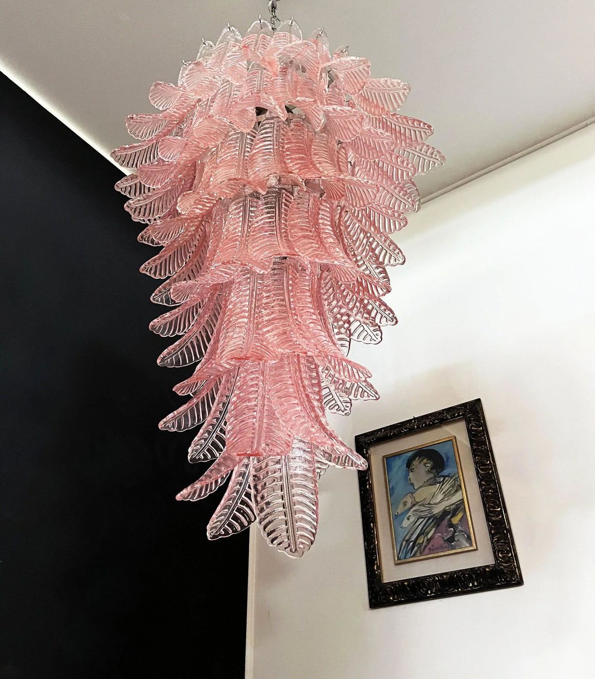 Murano Pink Felch Spiral Chandelier - view 14