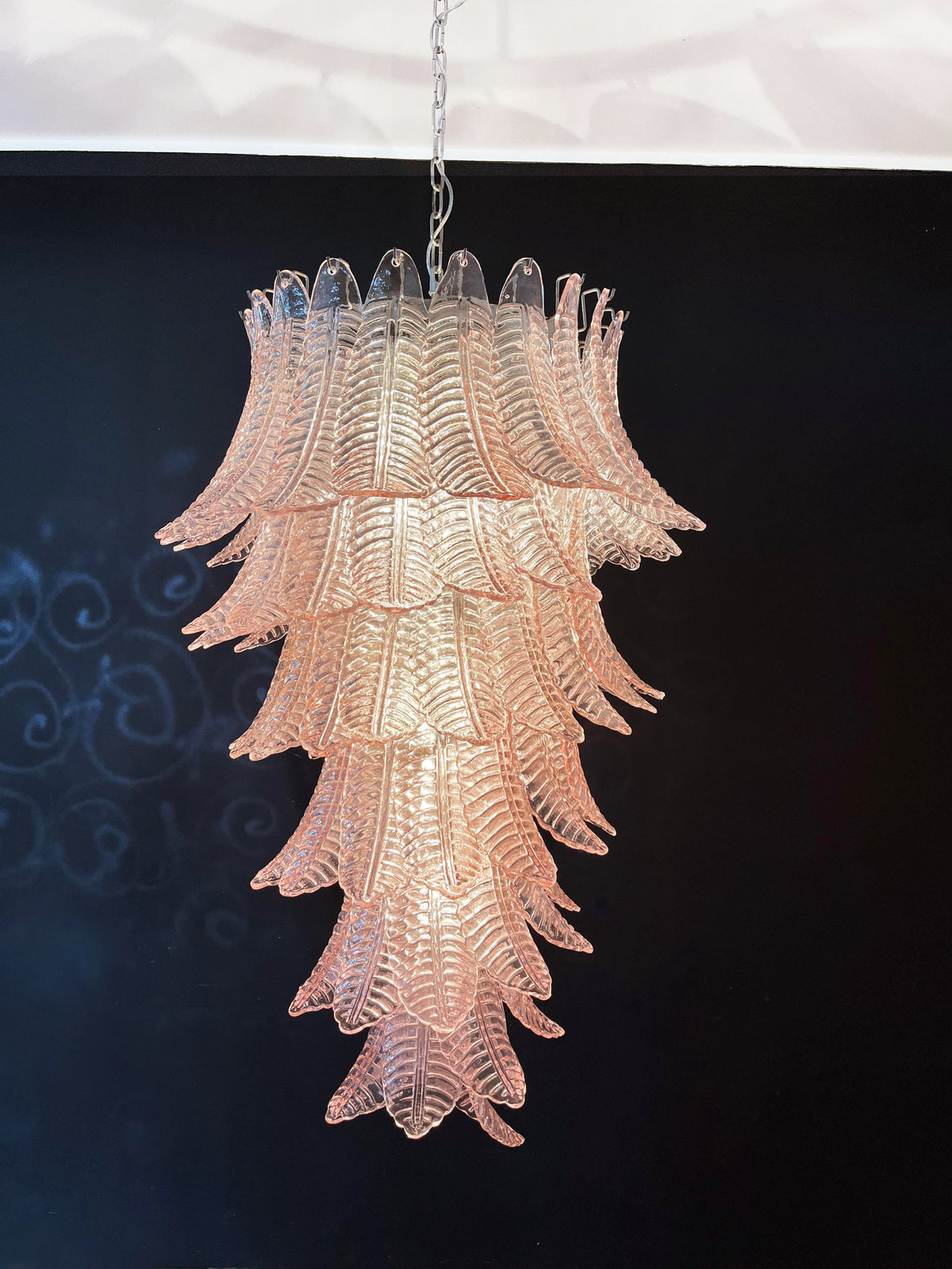 Murano Pink Felch Spiral Chandelier - view 11
