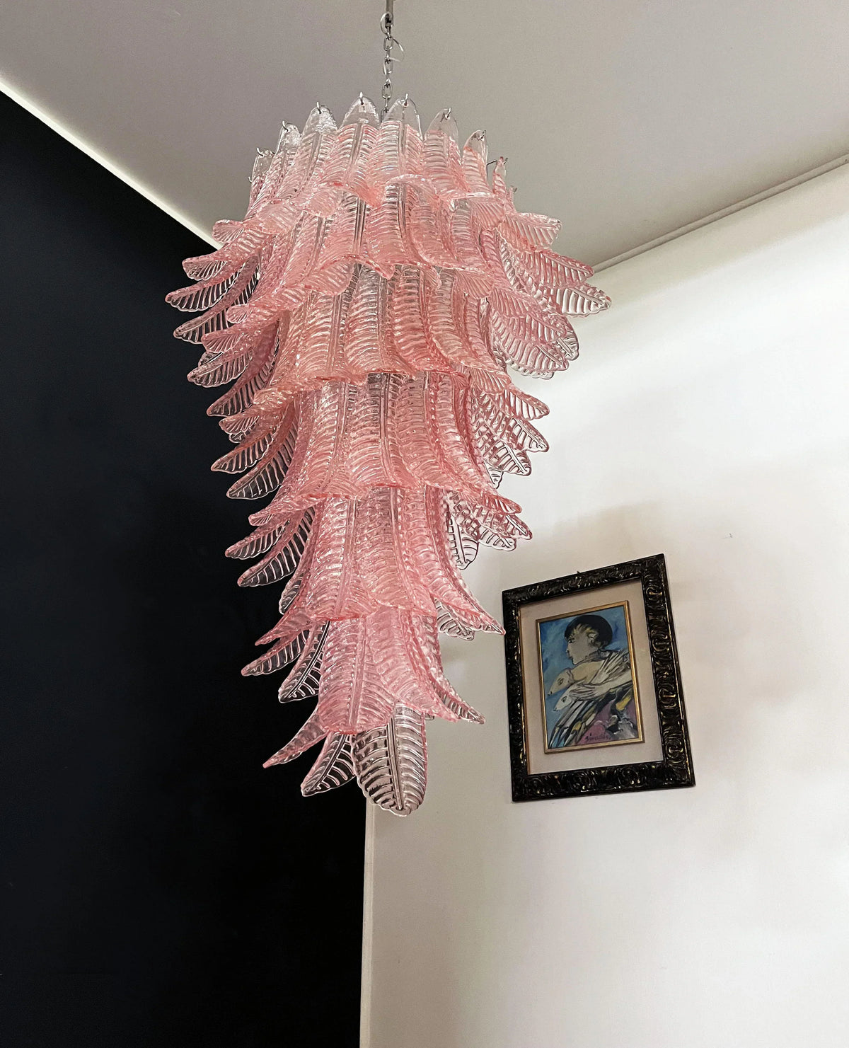 Murano Pink Felch Spiral Chandelier - view 13