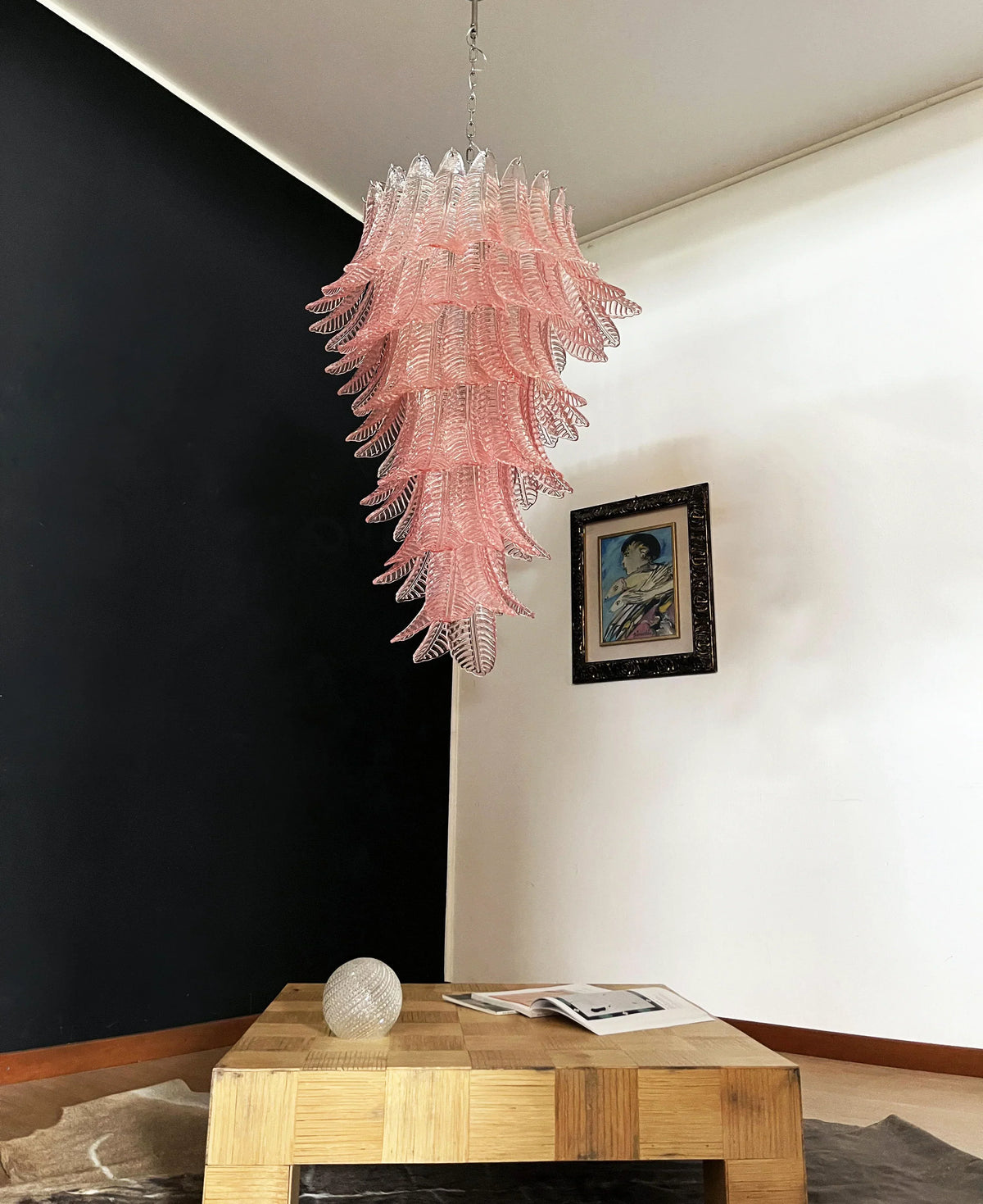 Murano Pink Felch Spiral Chandelier - view 10
