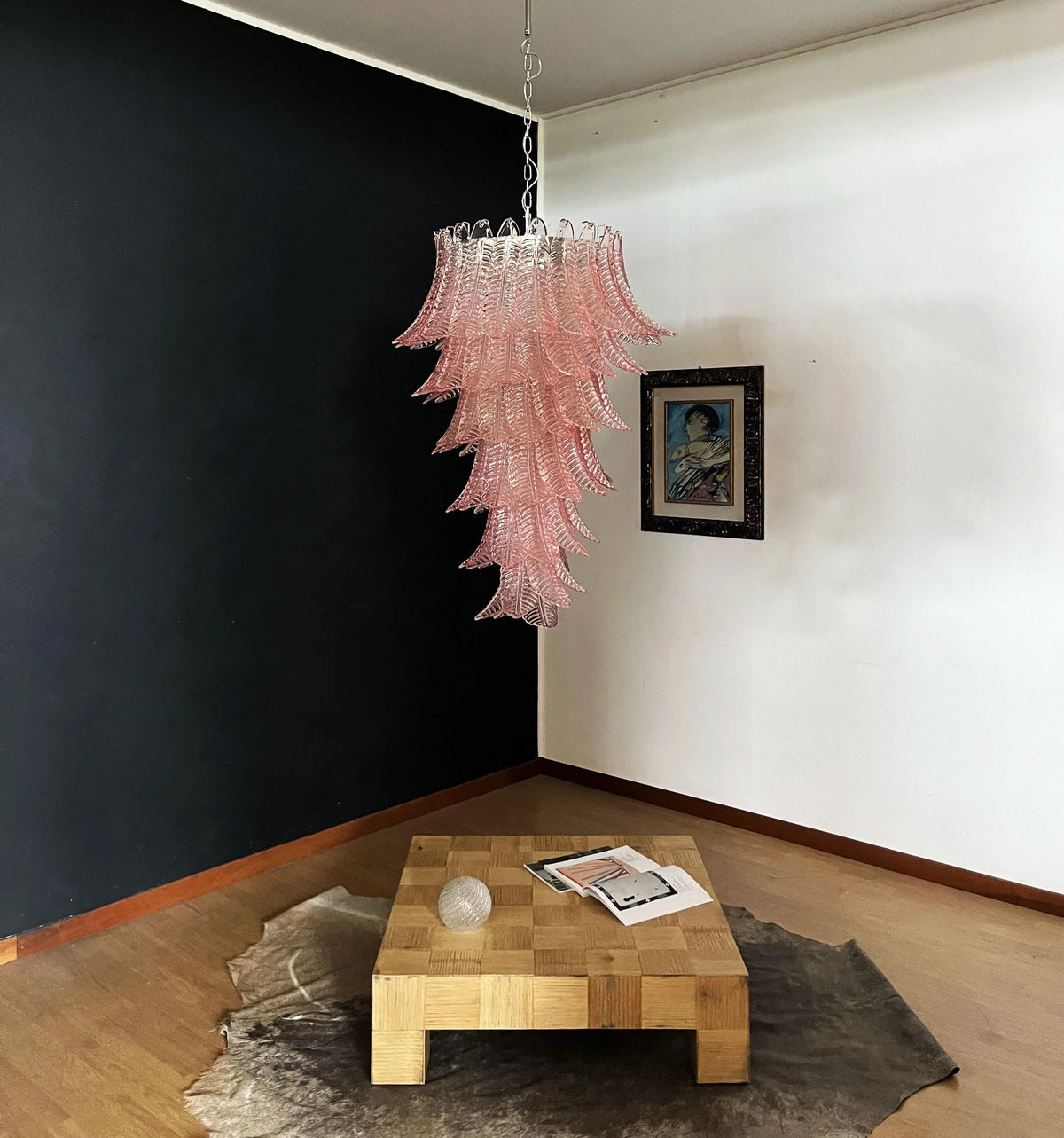 Murano Pink Felch Spiral Chandelier - view 3