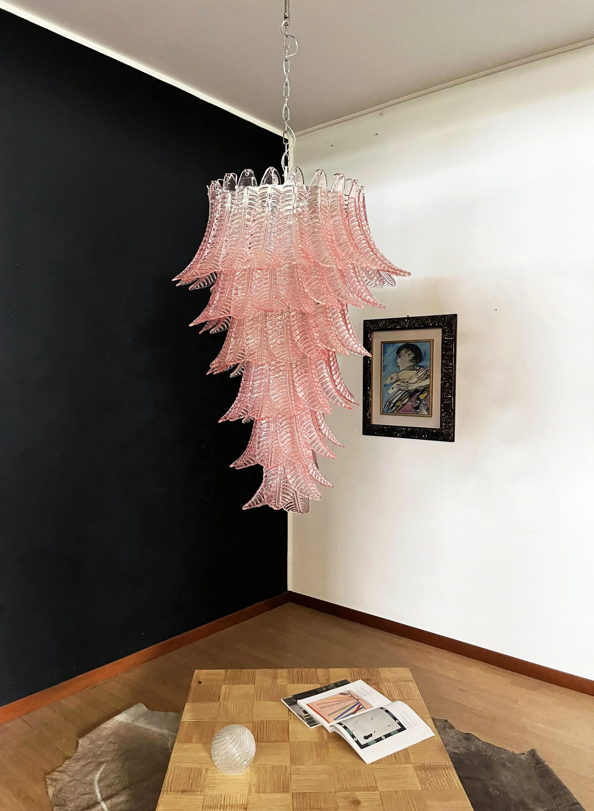 Murano Pink Felch Spiral Chandelier - view 6