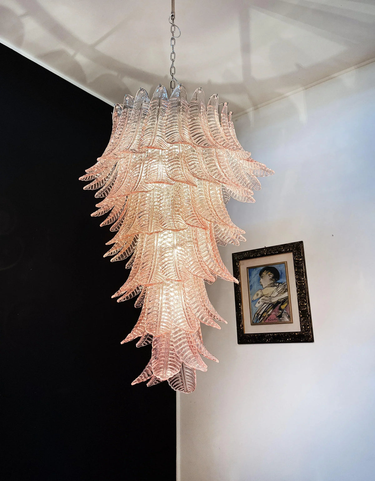 Murano Pink Felch Spiral Chandelier - view 12
