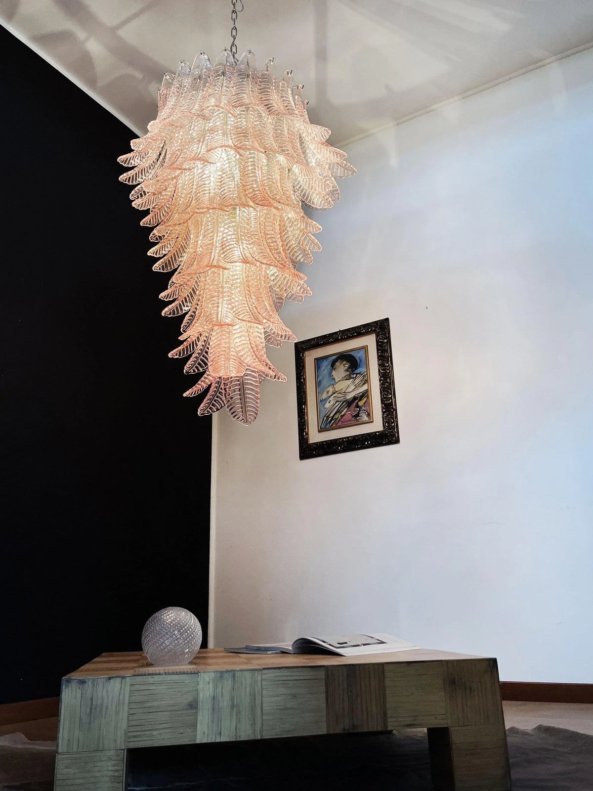 Murano Pink Felch Spiral Chandelier - view 9