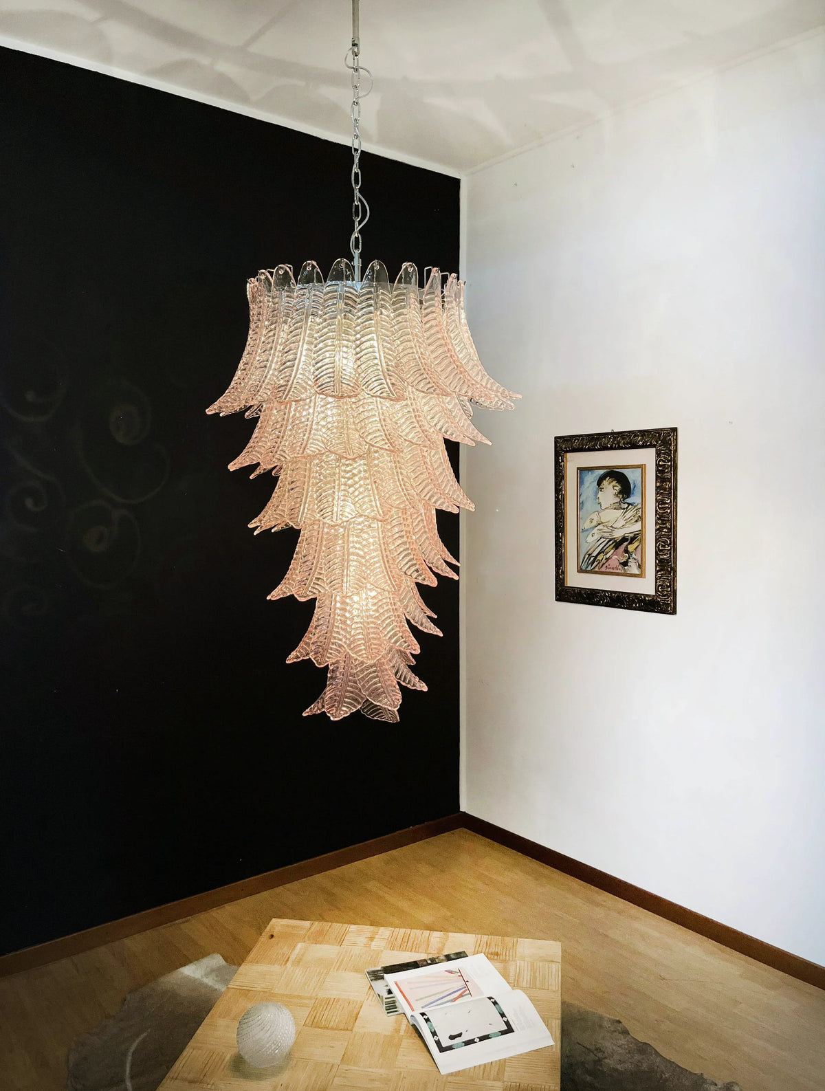 Murano Pink Felch Spiral Chandelier - view 5