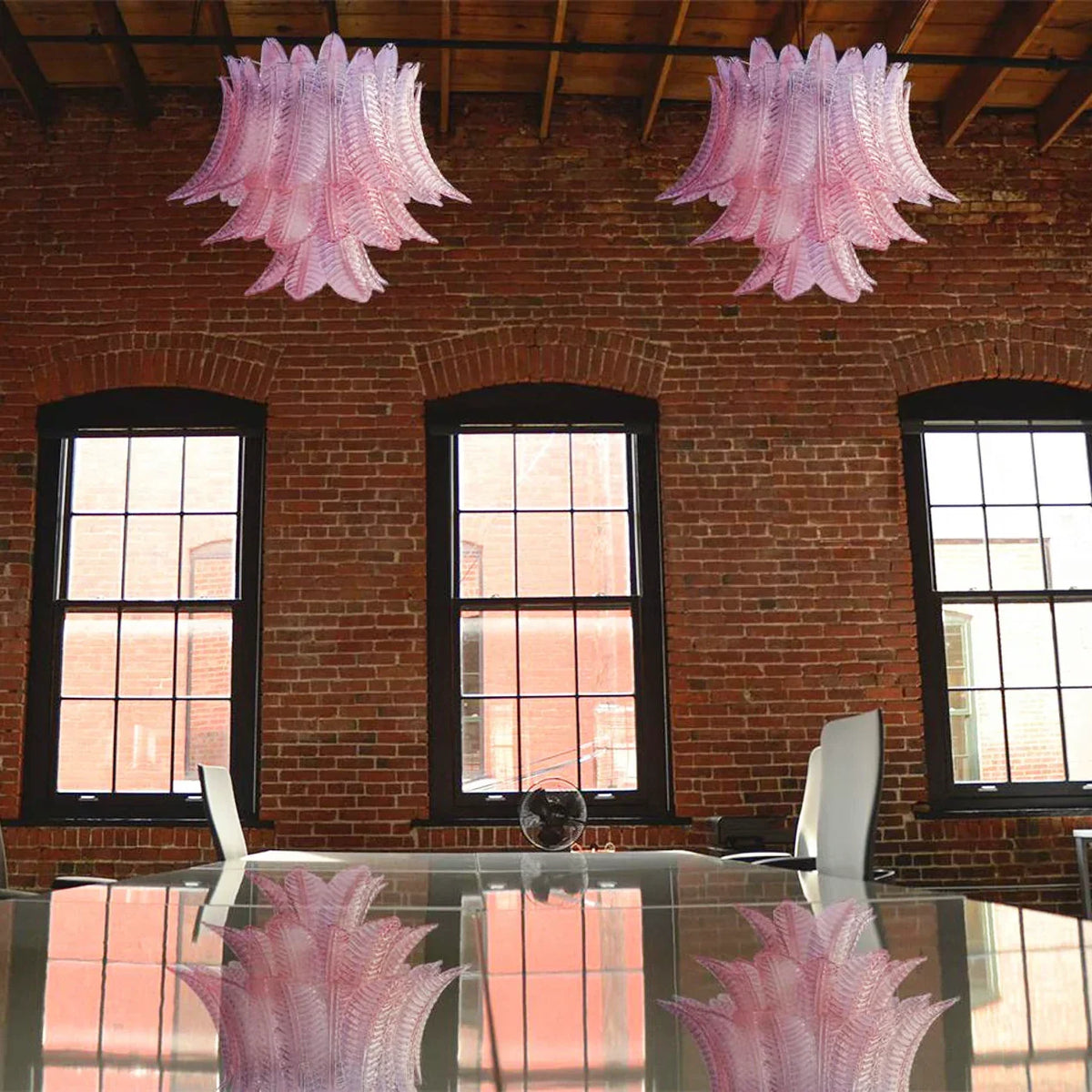 Murano Pink Ferns Glass Chandelier - view 8