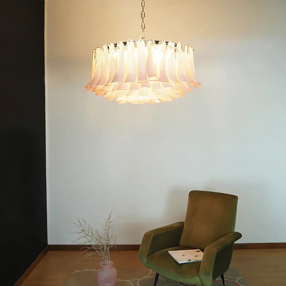Murano Pink Glass Petal Chandelier - view 2