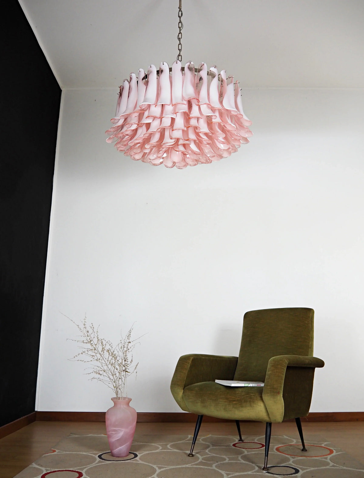 Murano Pink Glass Petal Chandelier - view 5
