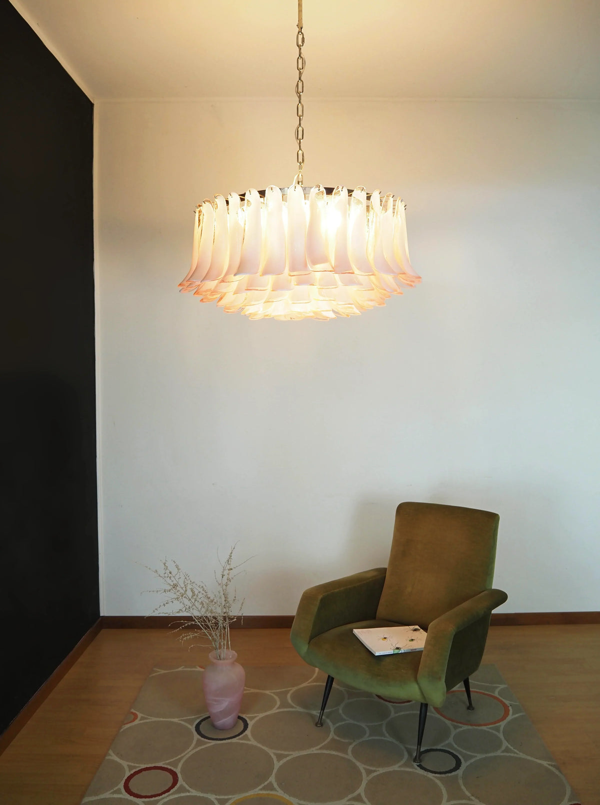 Murano Pink Glass Petal Chandelier - view 3
