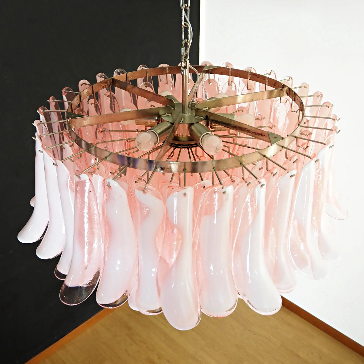 Murano Pink Glass Petal Chandelier - view 7