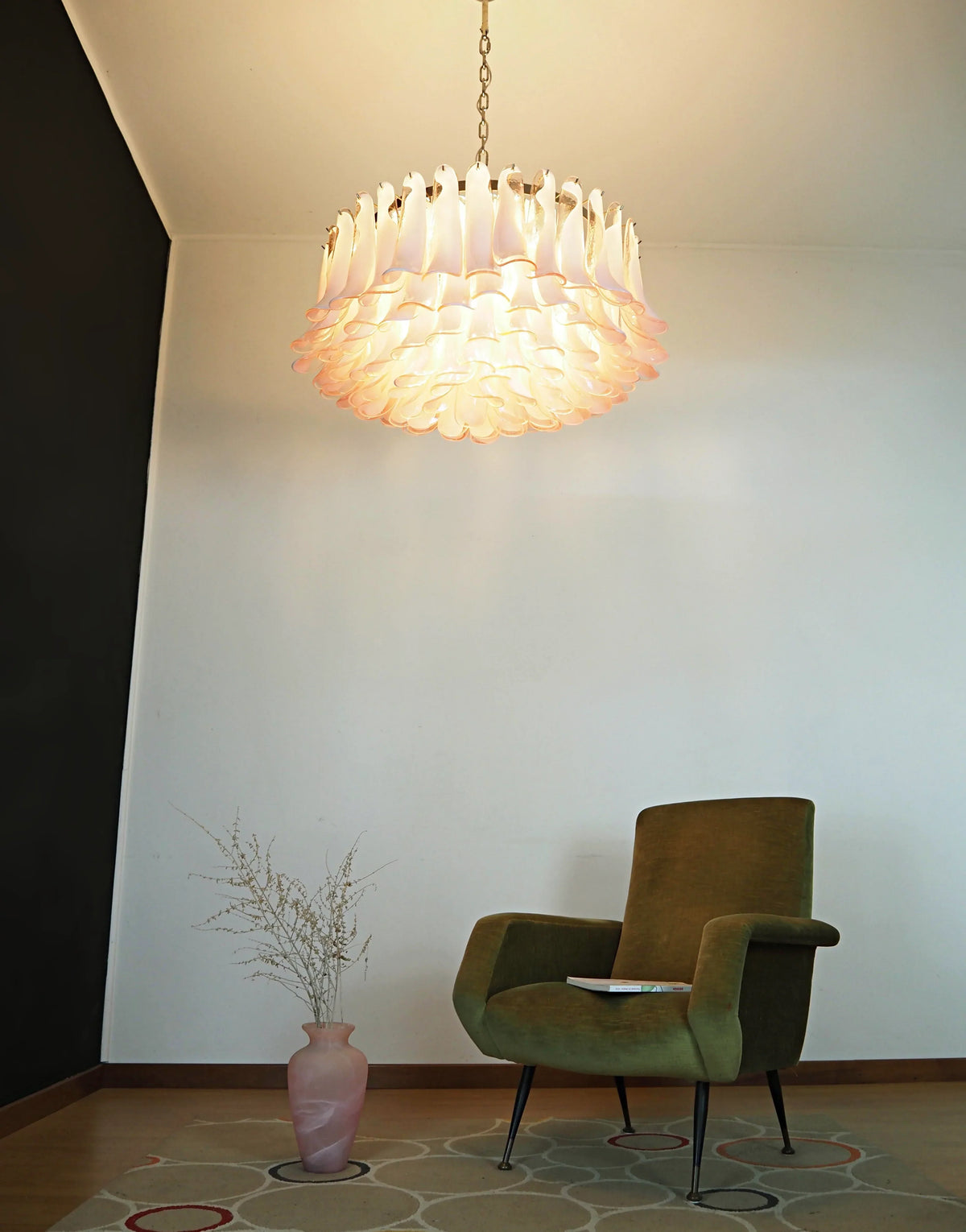 Murano Pink Glass Petal Chandelier - view 4