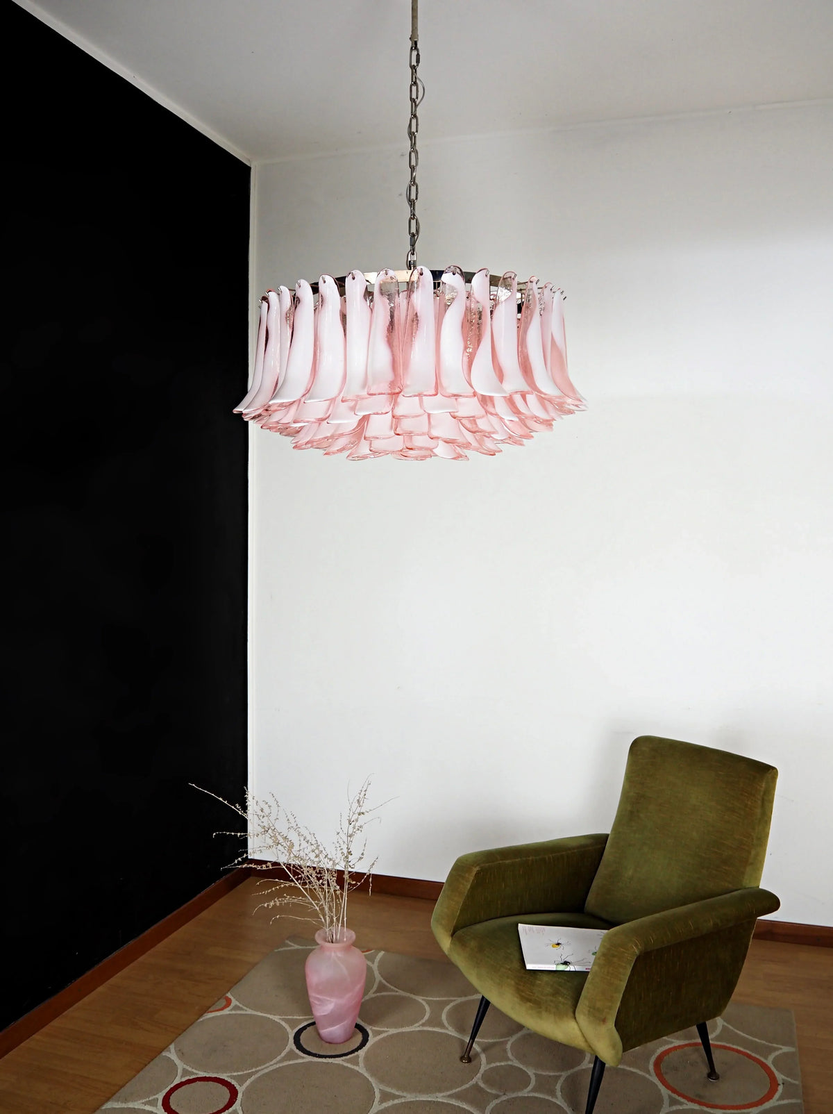 Murano Pink Glass Petal Chandelier - view 6