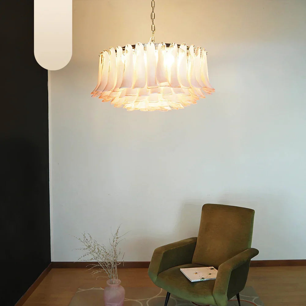 Murano Pink Glass Petal Chandelier - view 12